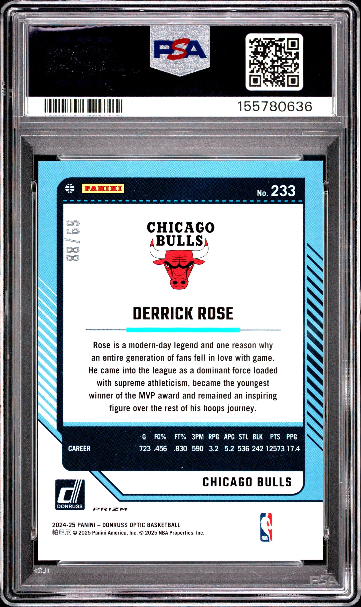 2024 Panini Donruss Optic #233 Red Choice Derrick Rose #'d /88 PSA 10
