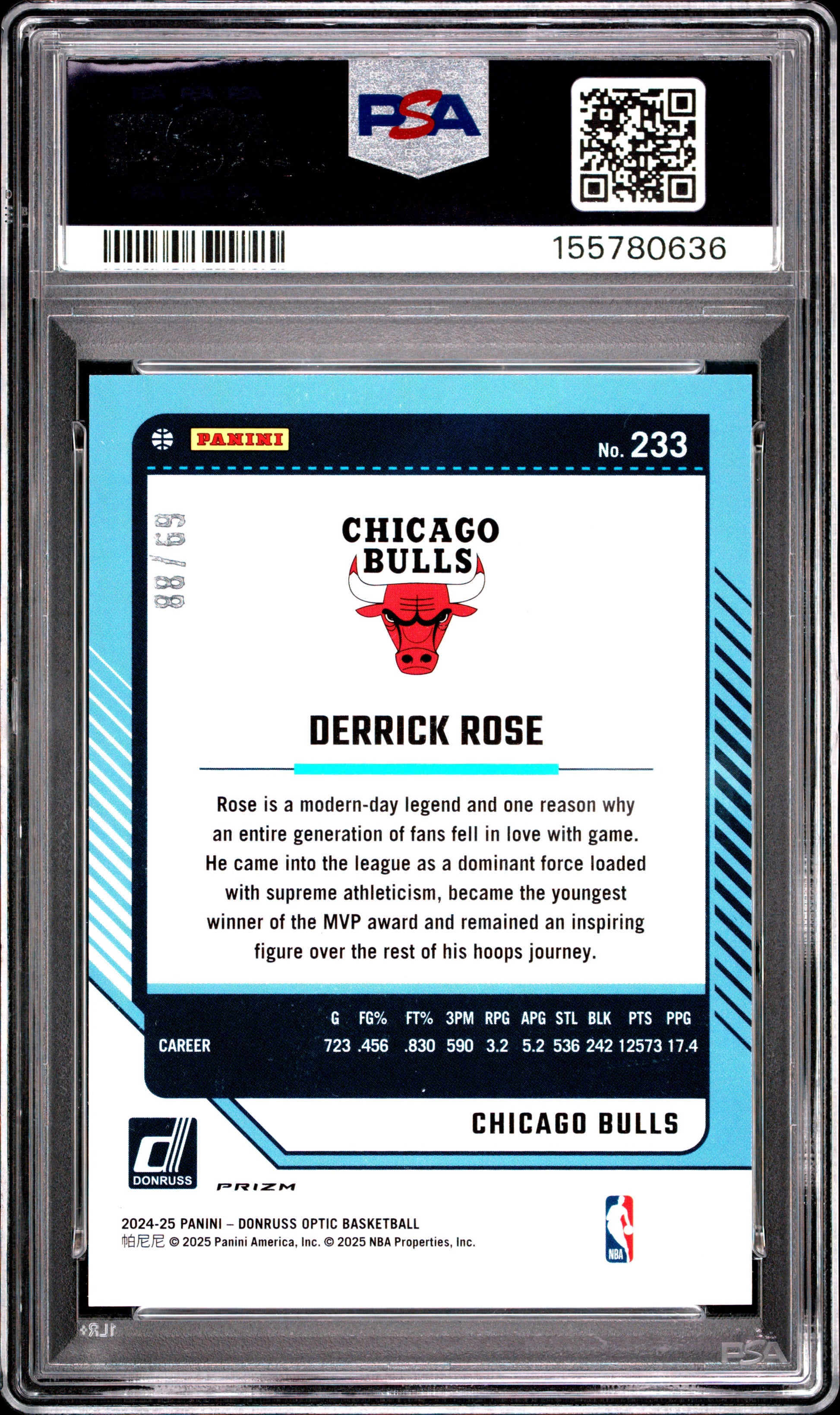 2024 Panini Donruss Optic #233 Red Choice Derrick Rose #'d /88 PSA 10