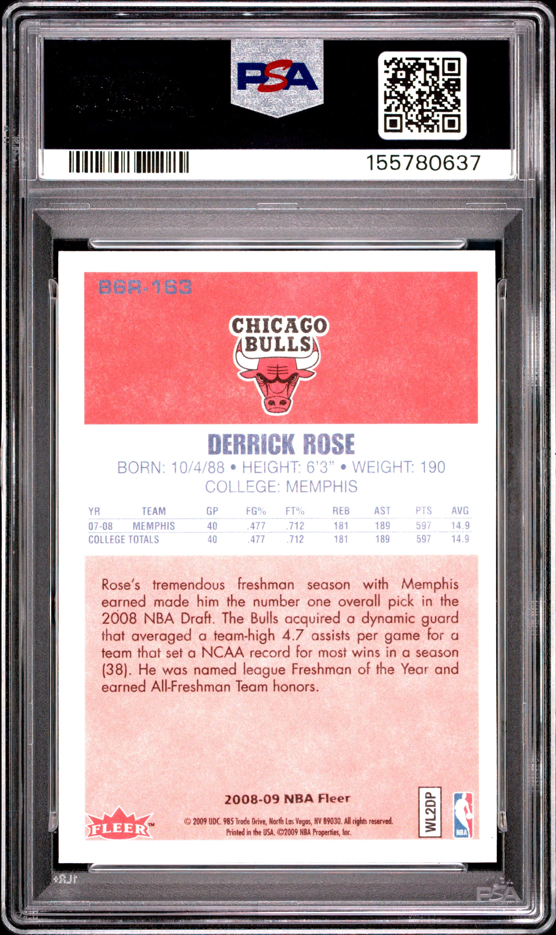 2008 Fleer 1986-87 Rookies #163 1986-87 Rookies Derrick Rose RC PSA 9
