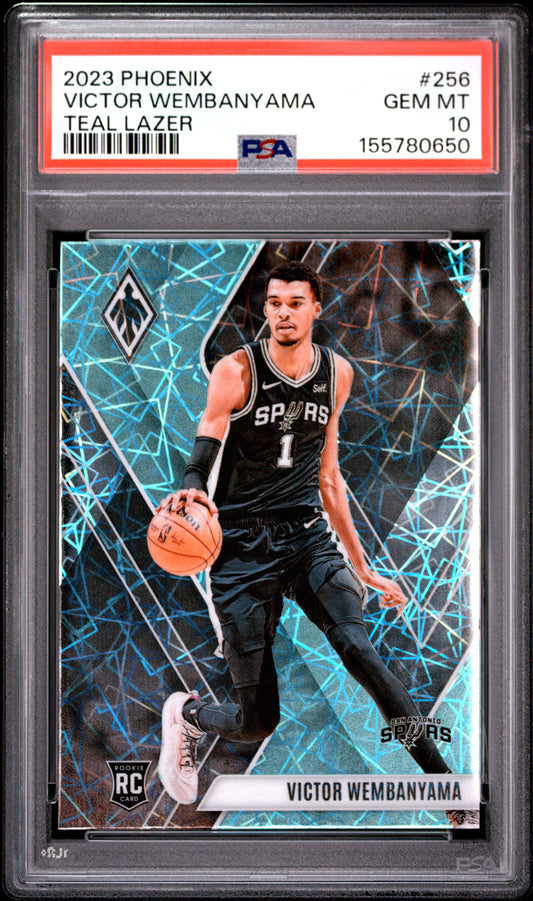2023 Panini Phoenix #256 Teal Lazer Victor Wembanyama RC PSA 10