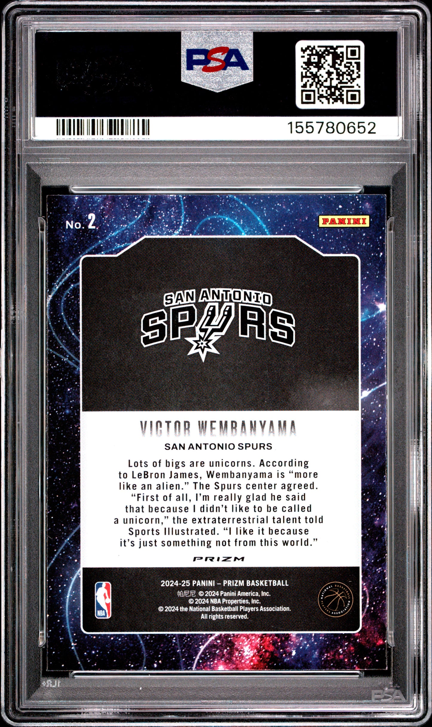 2024 Panini Prizm Deep Space #2 Silver Prizm Victor Wembanyama PSA 9