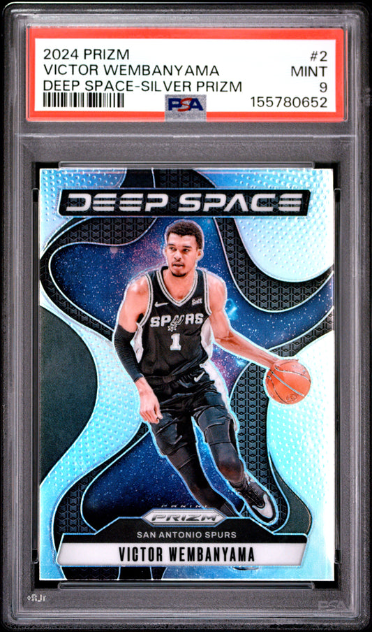2024 Panini Prizm Deep Space #2 Silver Prizm Victor Wembanyama PSA 9