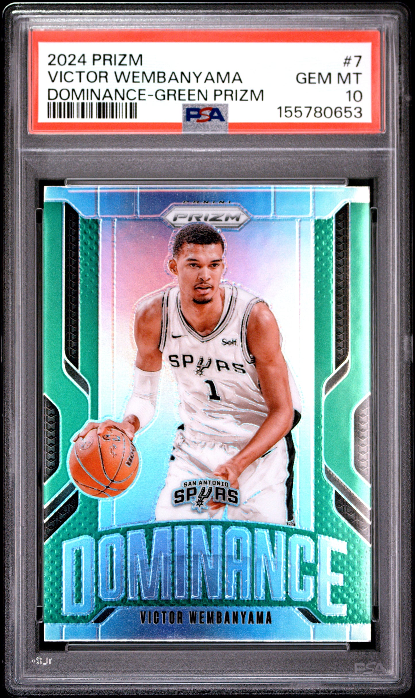2024 Panini Prizm Dominance #7 Green Prizm Victor Wembanyama PSA 10