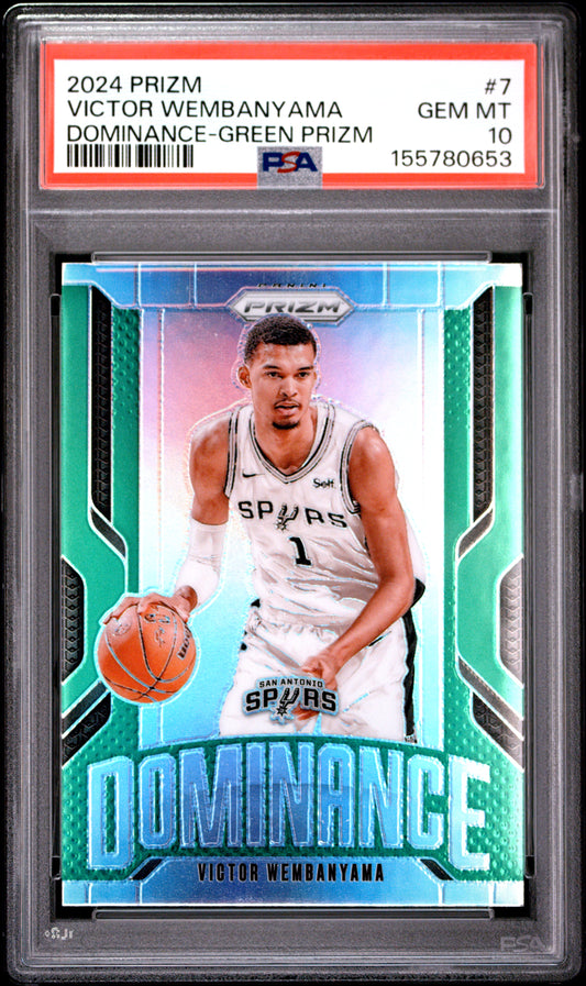 2024 Panini Prizm Dominance #7 Green Prizm Victor Wembanyama PSA 10