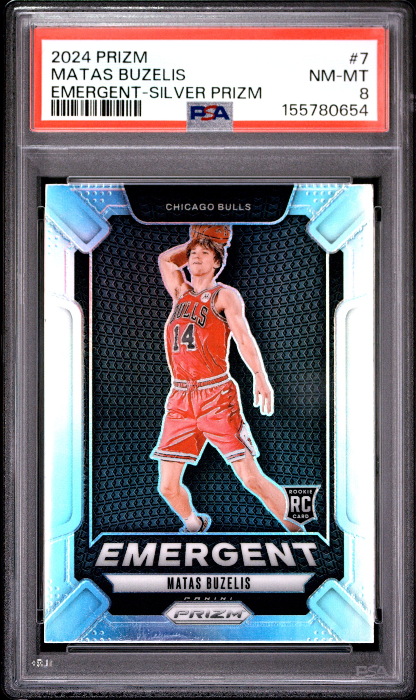 2024 Panini Prizm Emergent #7 Silver Prizm Matas Buzelis RC PSA 8