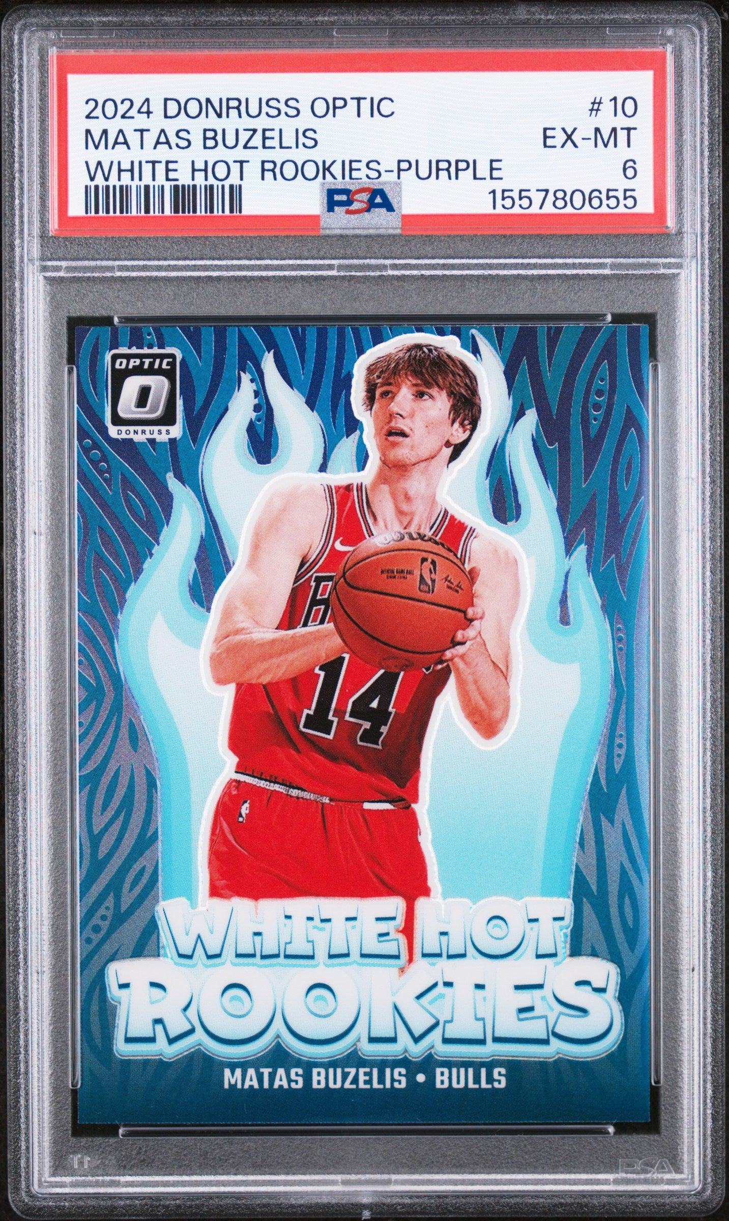 2024 Panini Donruss Optic White Hot Rookies #10 Purple Matas Buzelis PSA 6