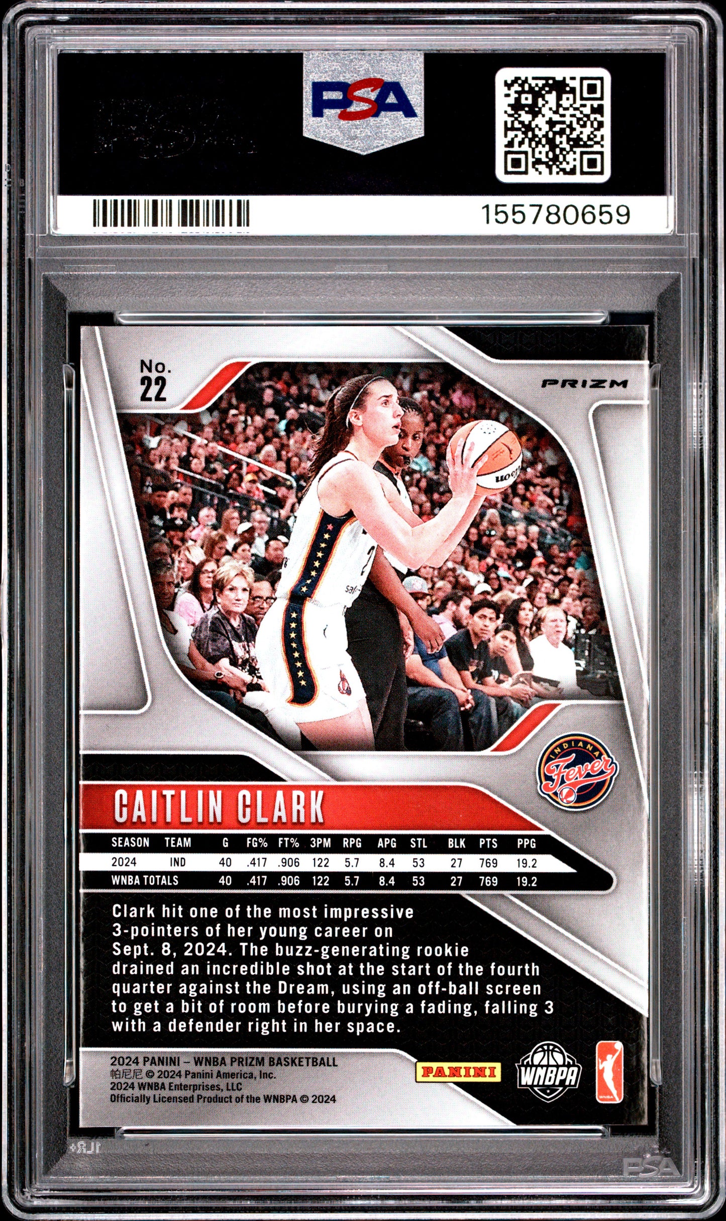 2024 Panini Prizm Wnba #22 Ice Caitlin Clark RC PSA 9