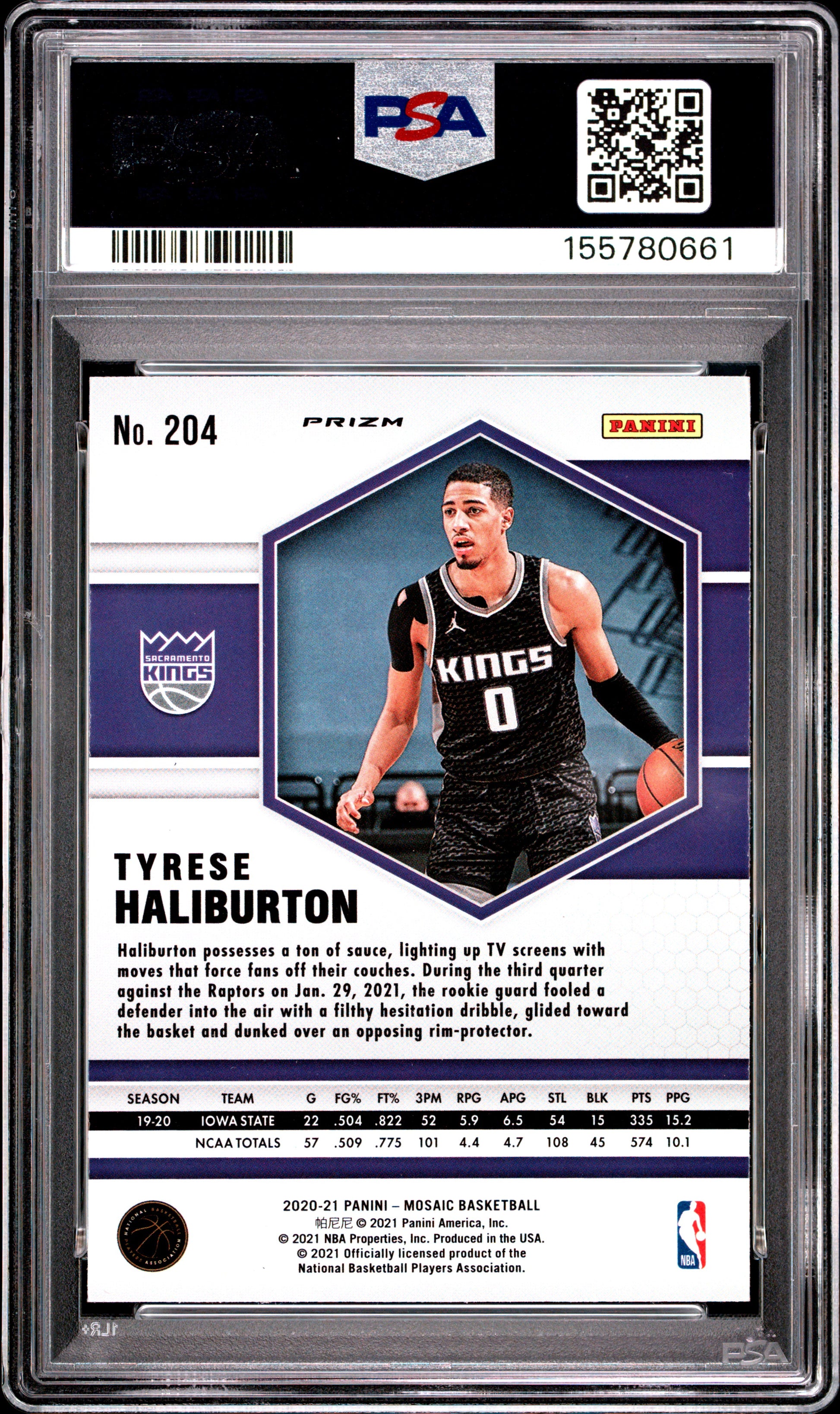 2020 Panini Mosaic #204 Camo Pink Tyrese Haliburton RC PSA 10
