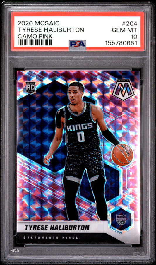 2020 Panini Mosaic #204 Camo Pink Tyrese Haliburton RC PSA 10