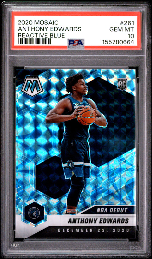 2020 Panini Mosaic #261 Reactive Blue Anthony Edwards RC PSA 10