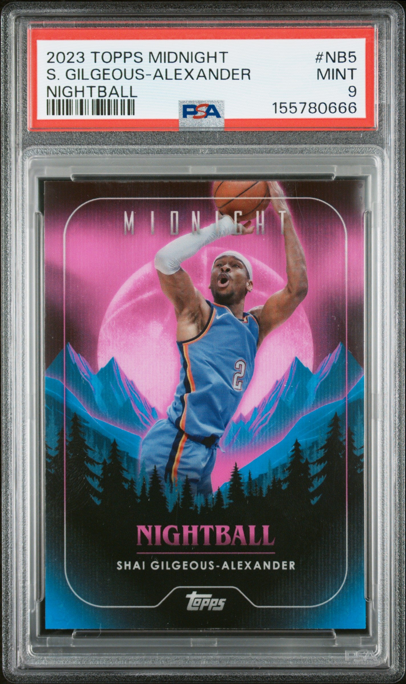 2023 Topps Midnight Nightball #NB5 Shaii Gilgeous-Alexander PSA 9
