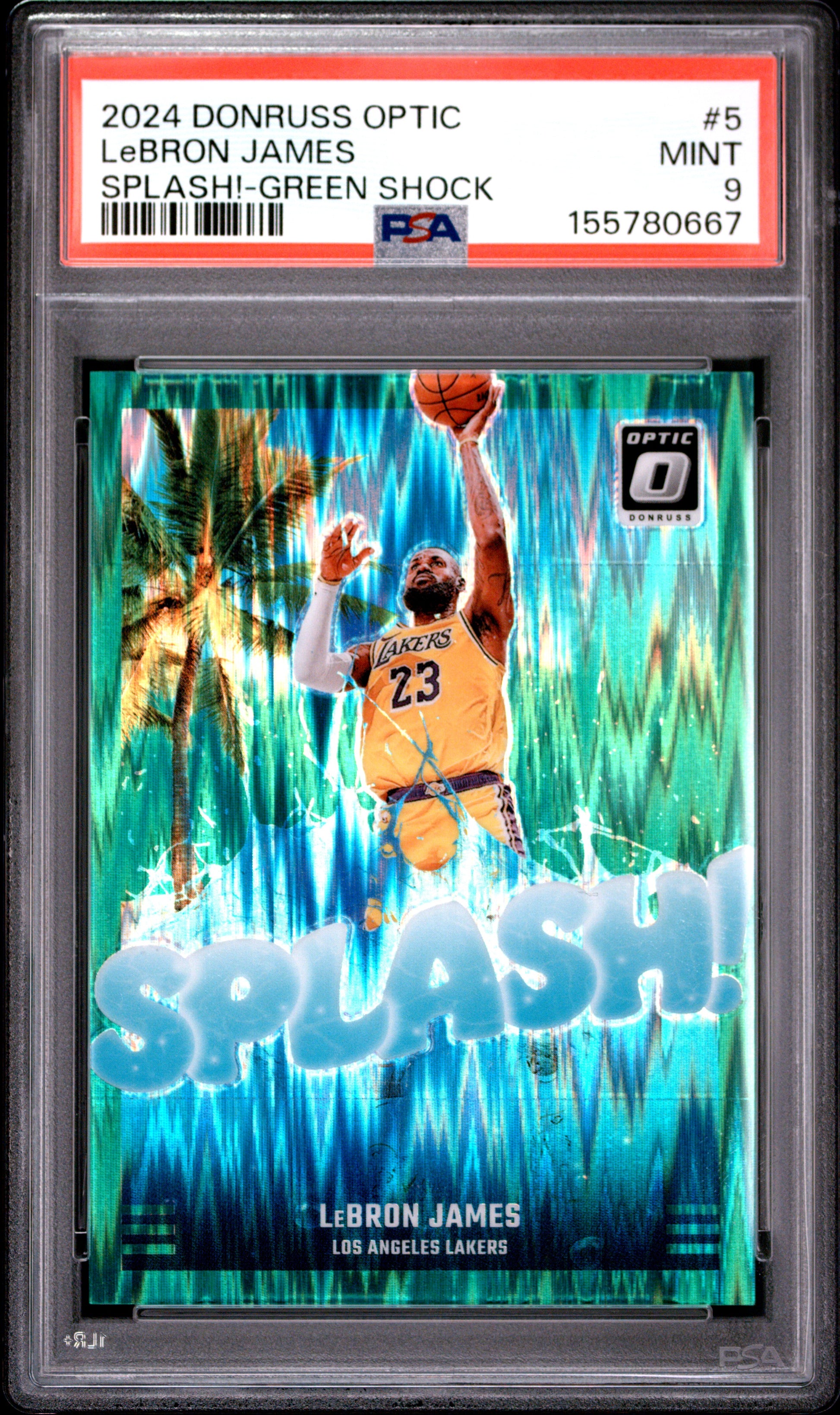 2024 Panini Donruss Optic Splash! #5 Green Shock Lebron James #'d /149 PSA 9