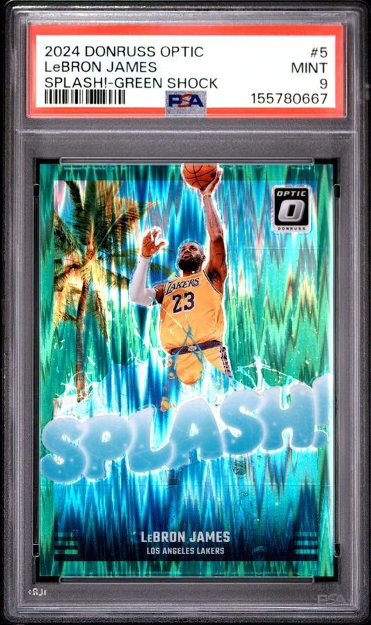 2024 Panini Donruss Optic Splash! #5 Green Shock Lebron James #'d /149 PSA 9