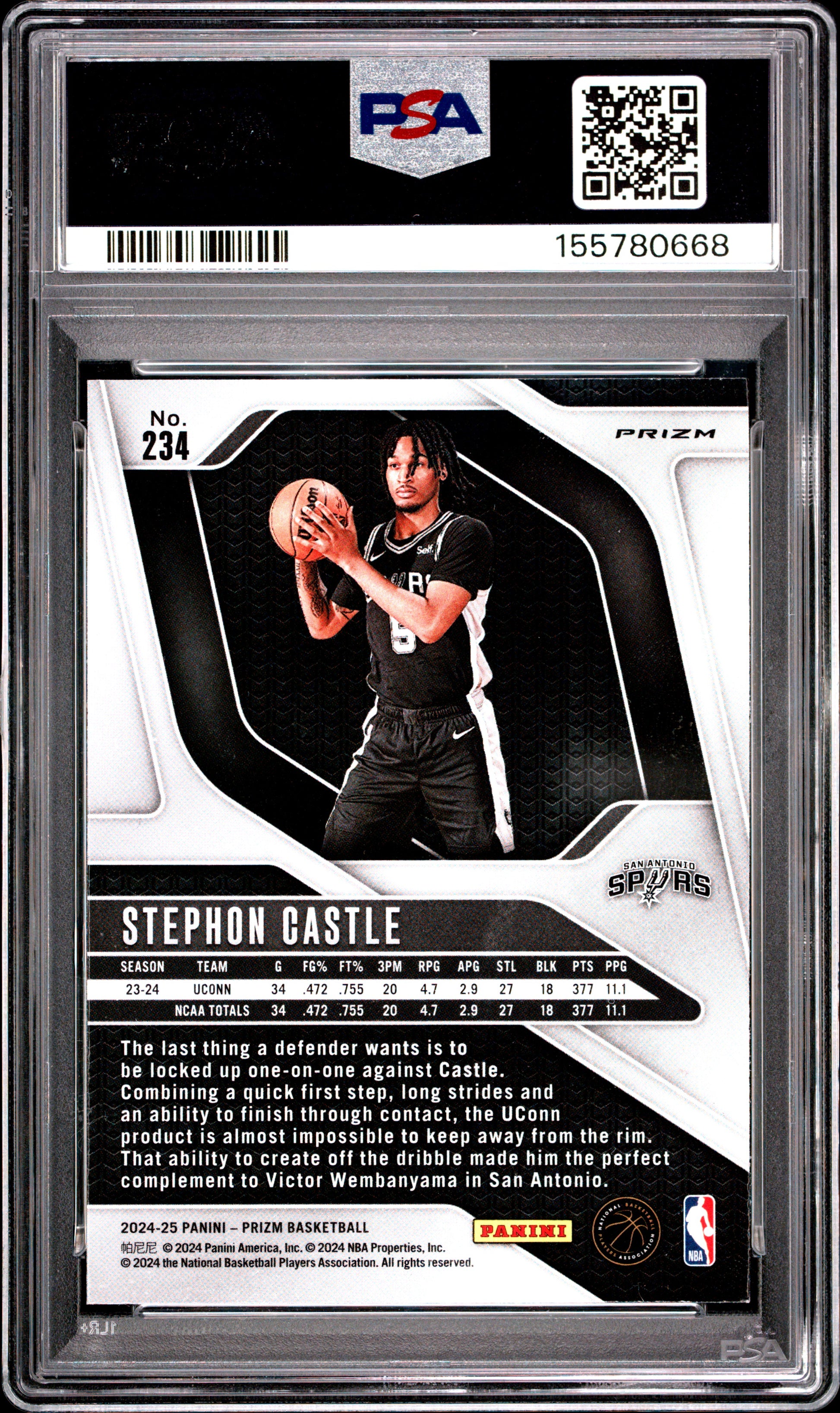 2024 Panini Prizm #234 Red White Blue Prizm Stephon Castle RC PSA 9