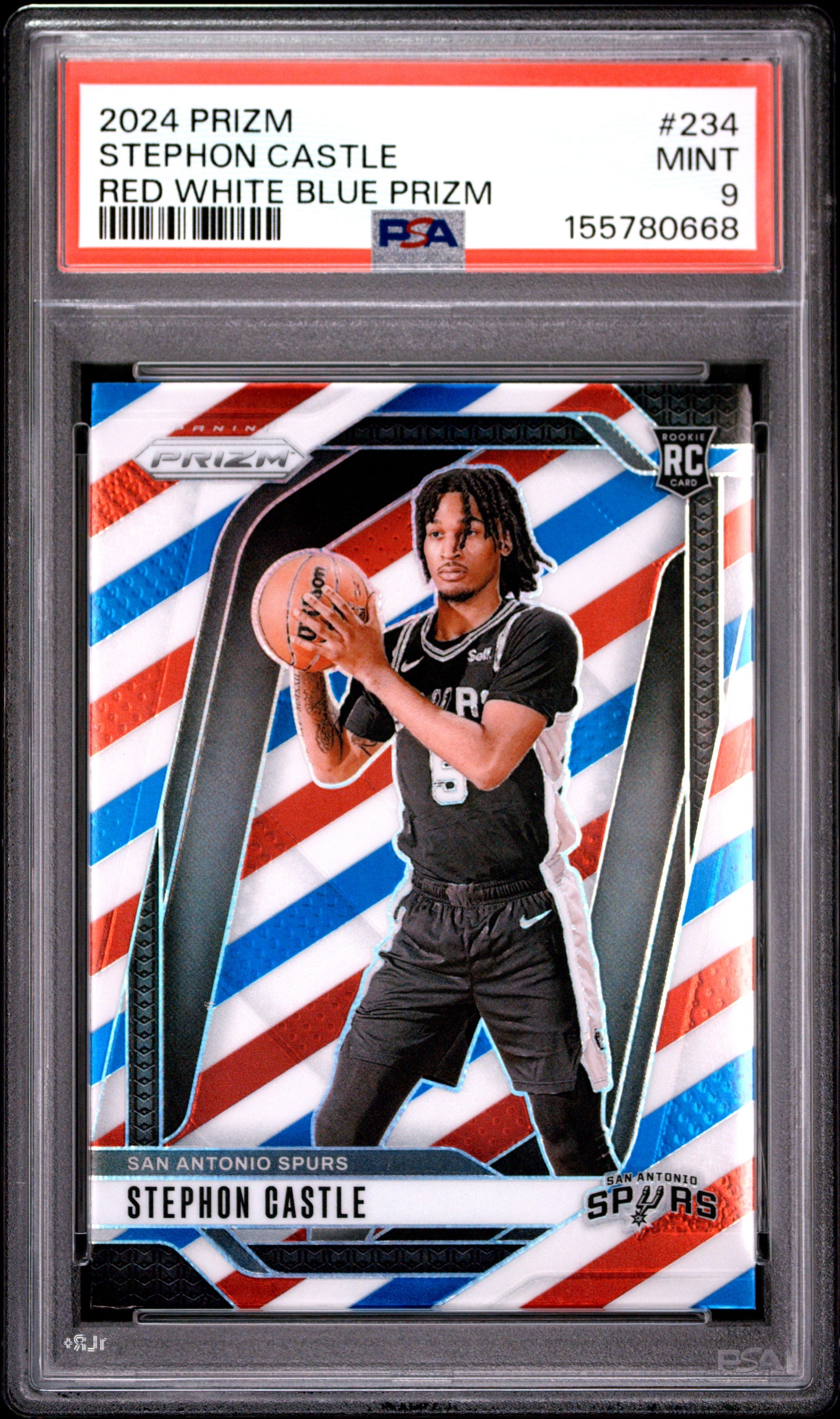 2024 Panini Prizm #234 Red White Blue Prizm Stephon Castle RC PSA 9
