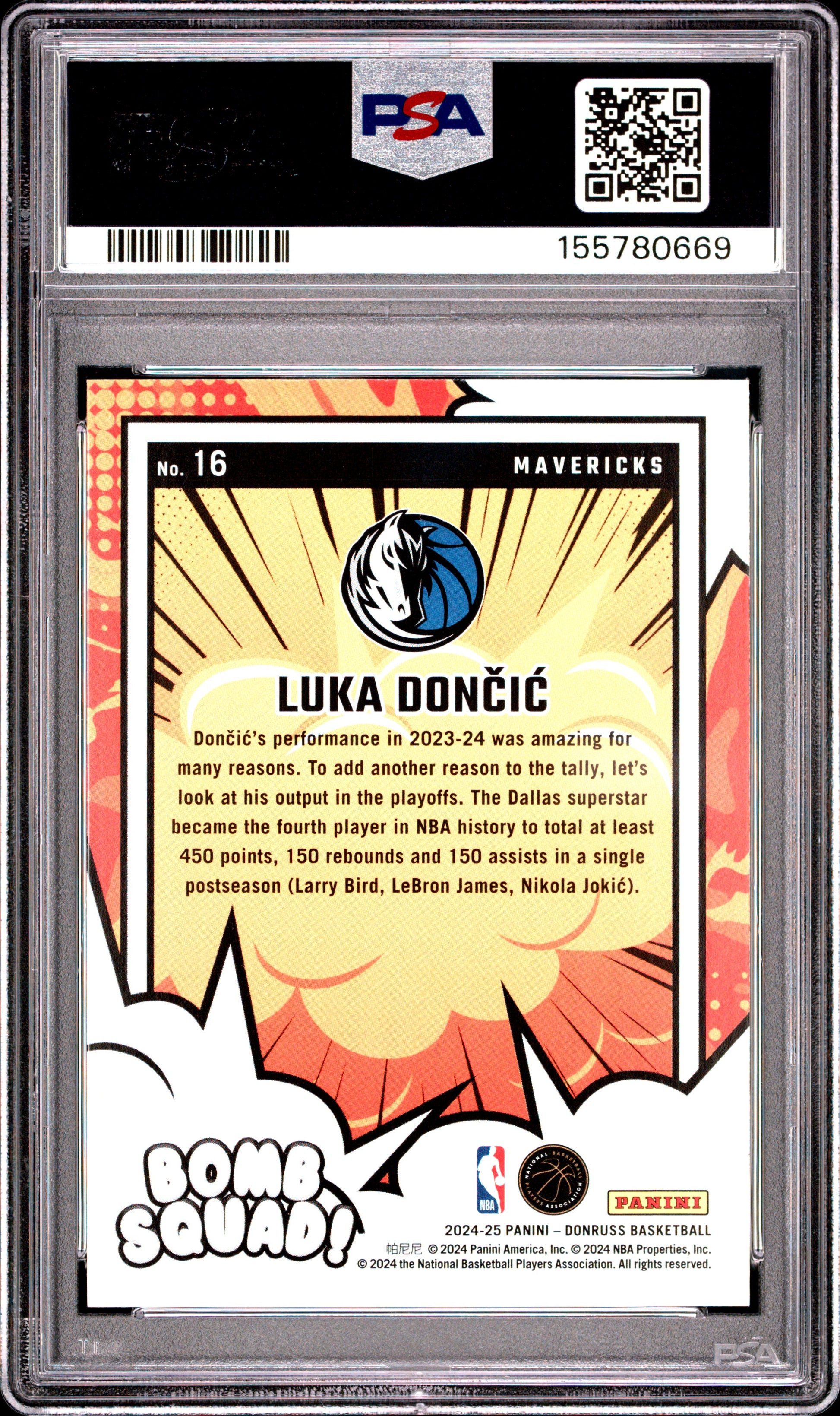 2024 Panini Donruss Bomb Squad #16 Disco Luka Doncic PSA 9