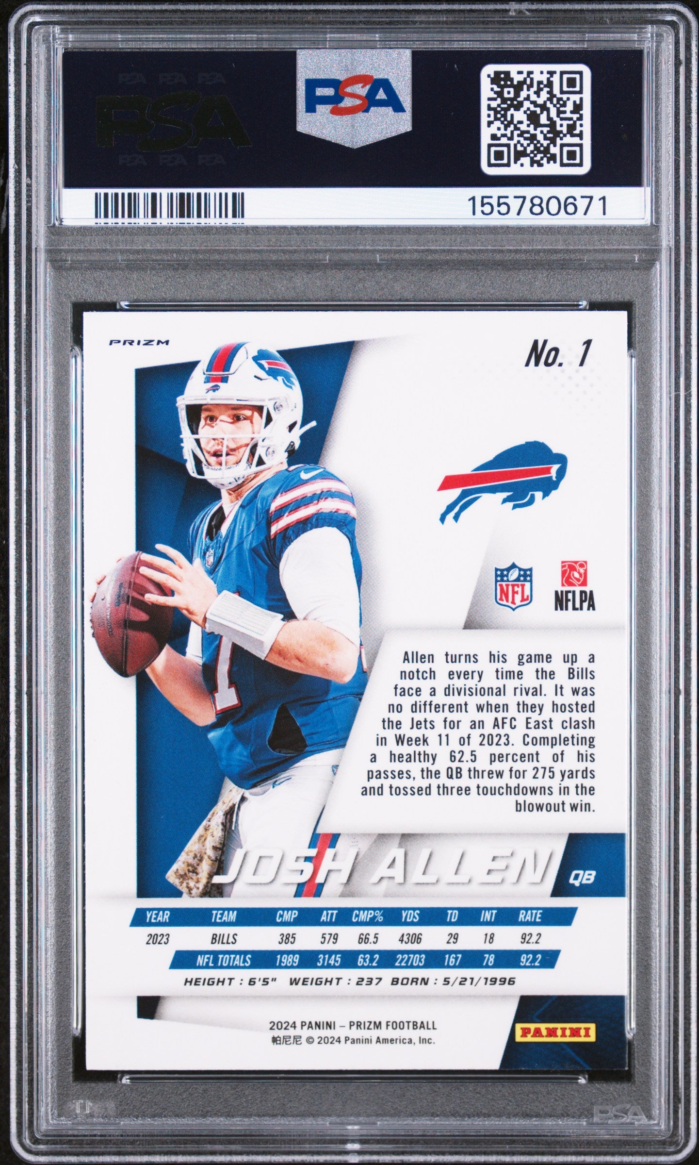 2024 Panini Prizm Prizm Flashback #1 Prizm Josh Allen PSA 9