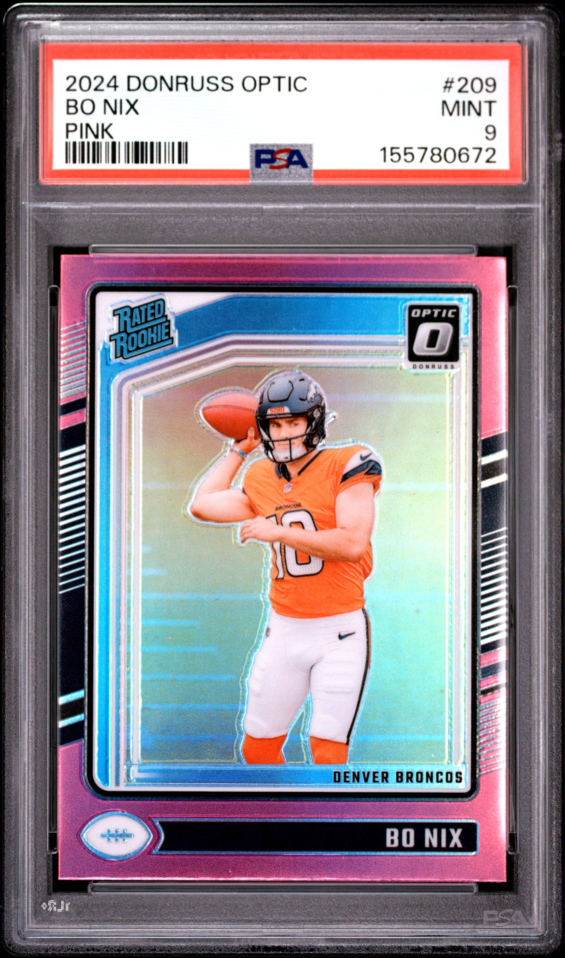 2024 Panini Donruss Optic #209 Pink Bo Nix RC PSA 9