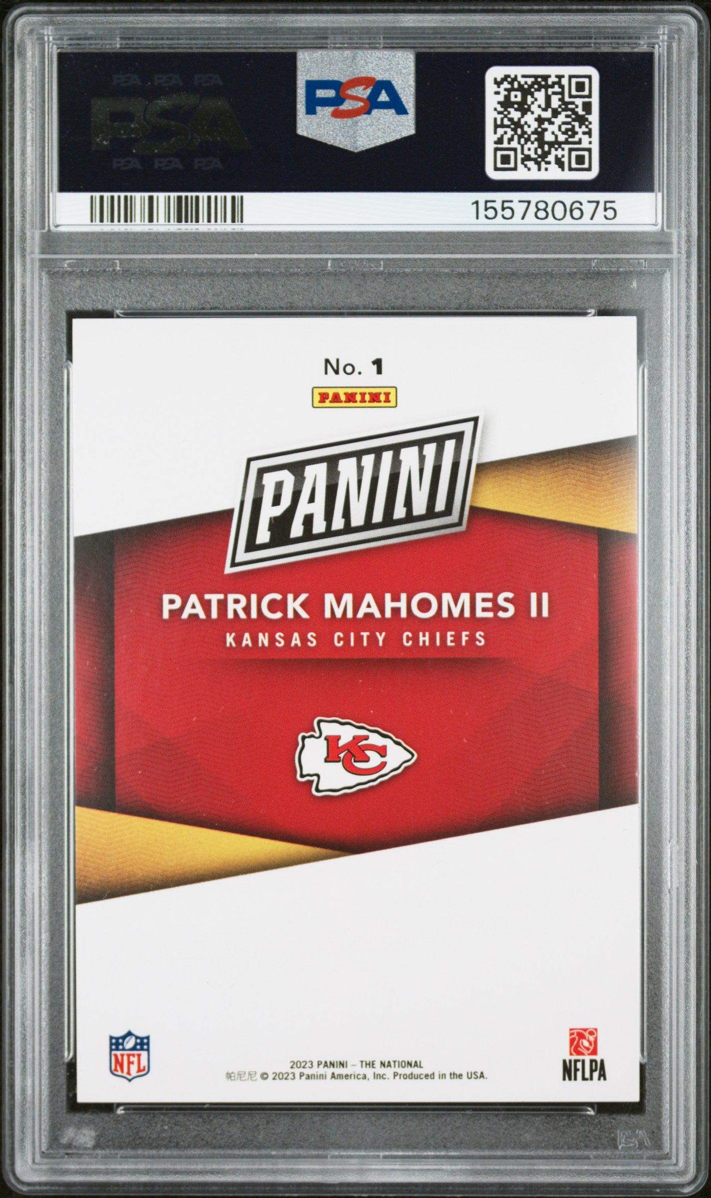 2023 Panini The National #1 Patrick Mahomes II Orange #'d /199 PSA 10