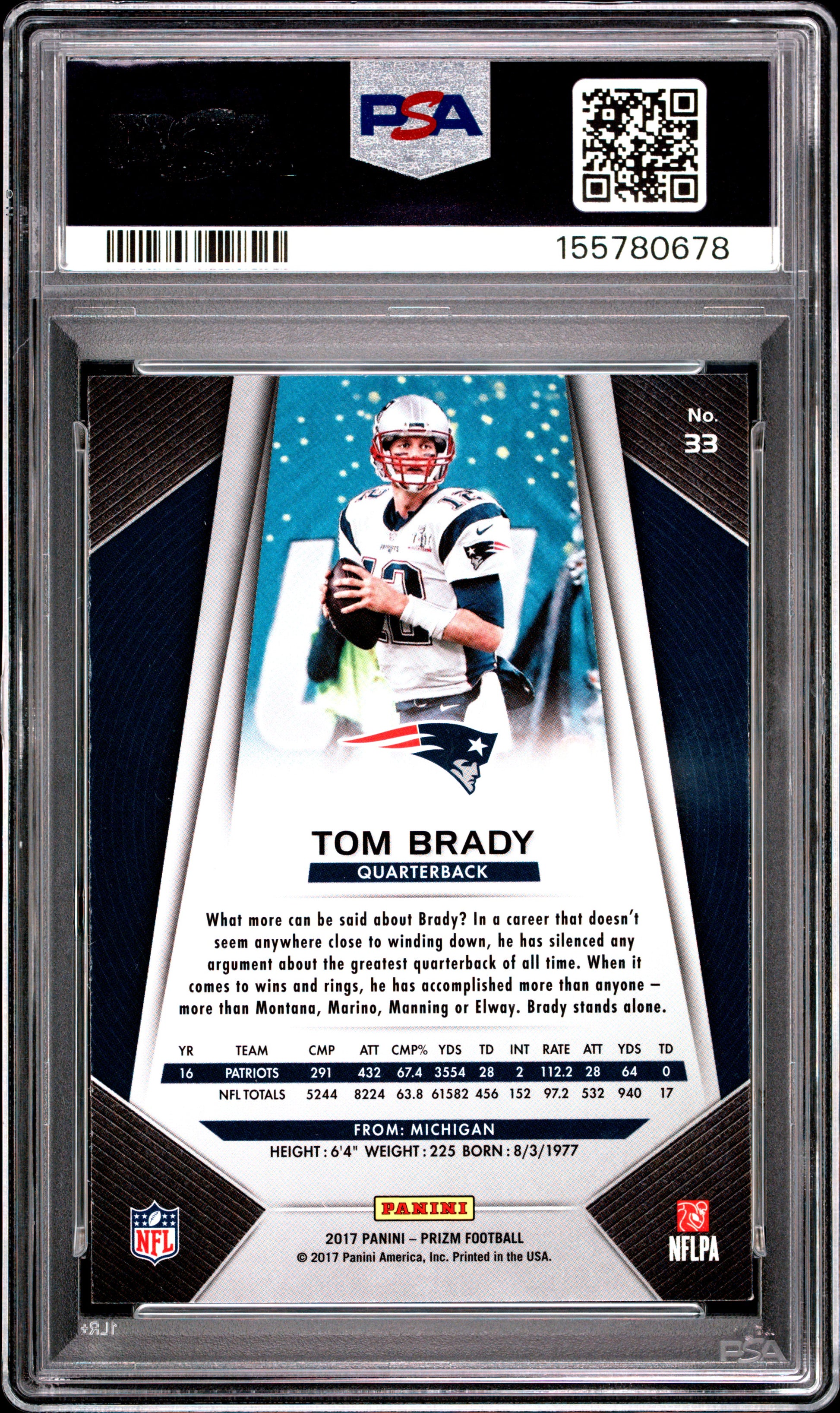 2017 Panini Prizm #33 Tom Brady PSA 9 (3522)