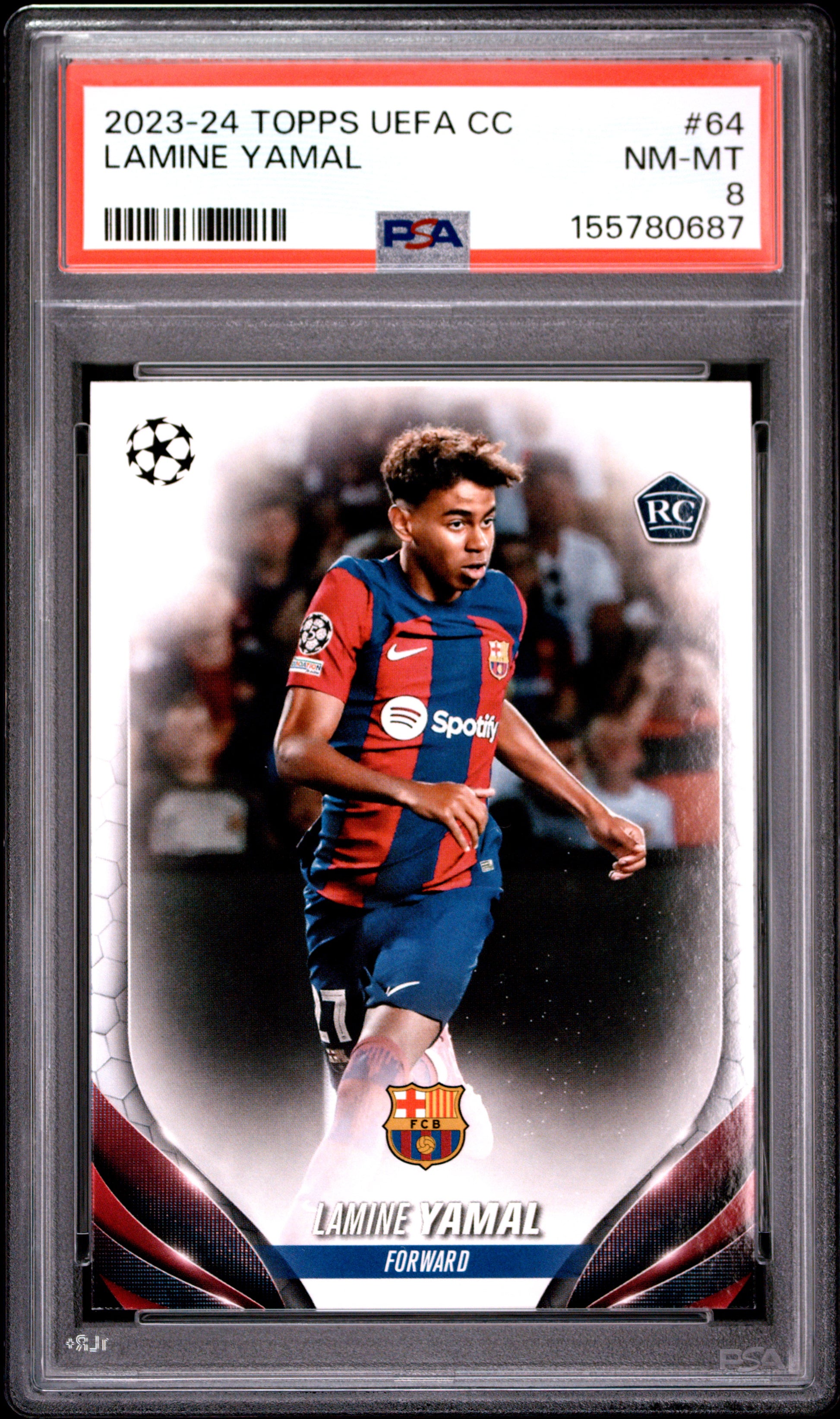 2023-24 Topps Uefa Club Competitions #64 Lamine Yamal RC PSA 8 (0687)