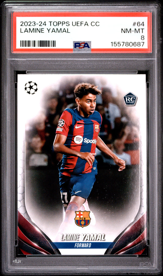 2023-24 Topps Uefa Club Competitions #64 Lamine Yamal RC PSA 8 (0687)