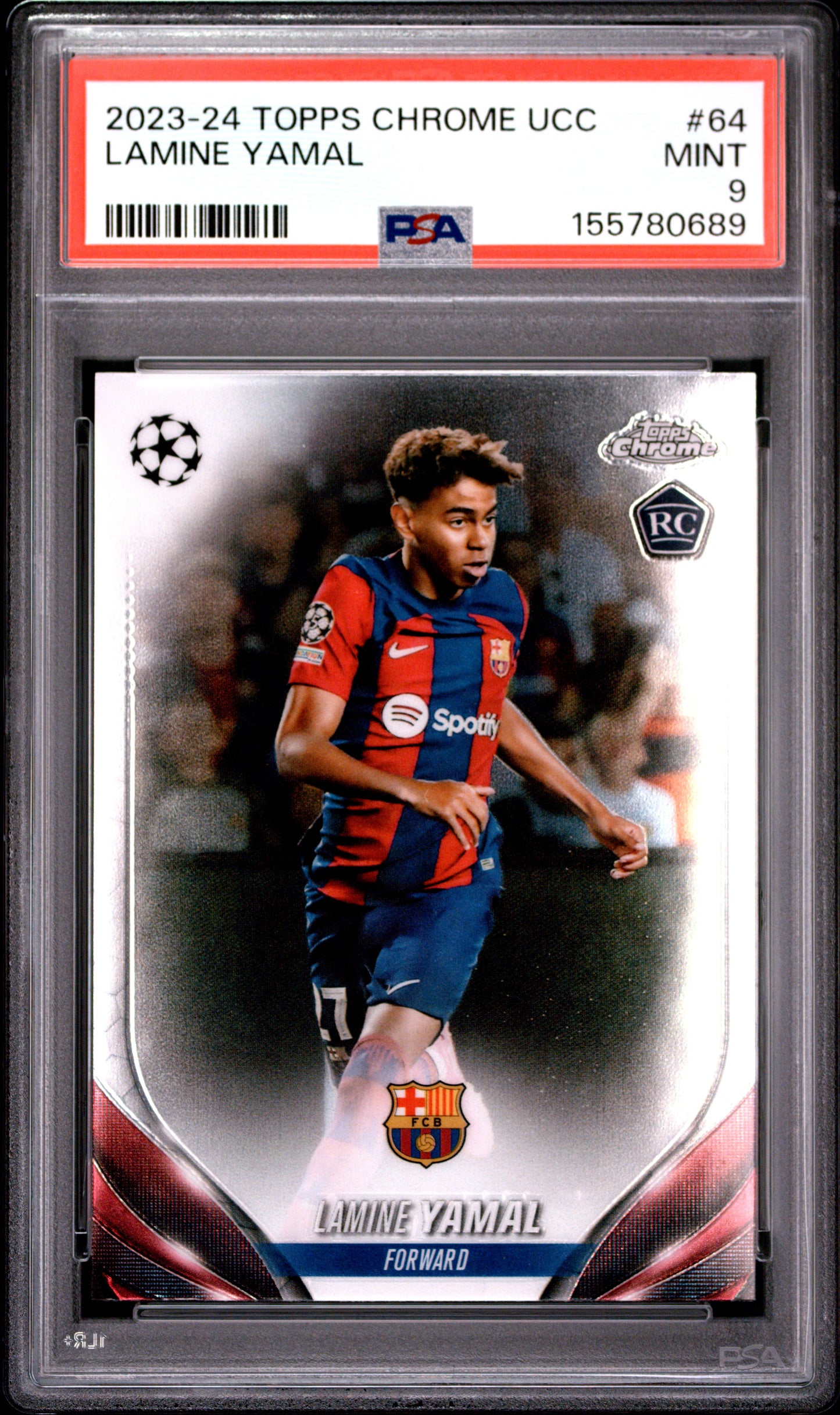 2023-24 Topps Chrome Uefa Club Competitions #64 Lamine Yamal PSA 9 (0689)