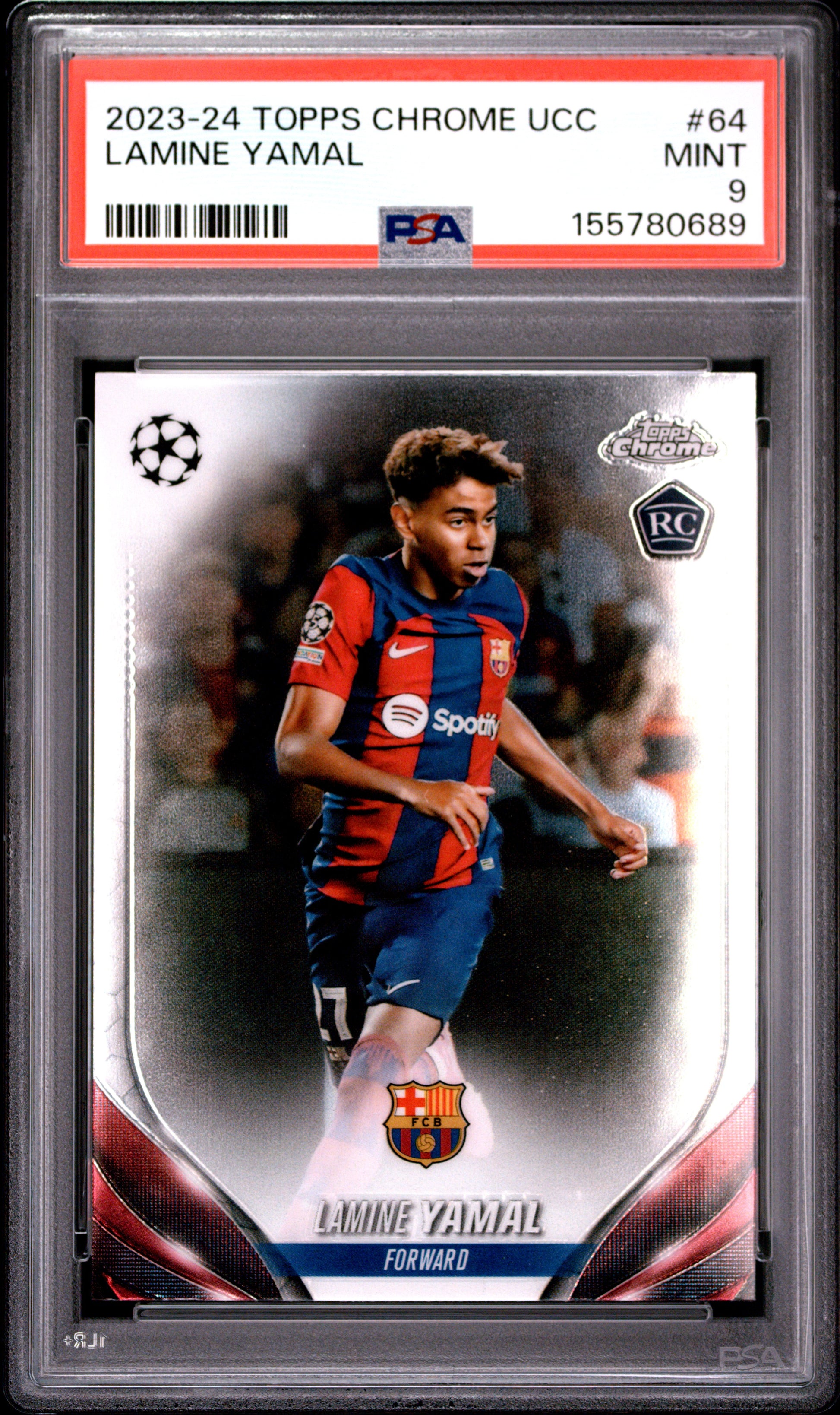 2023-24 Topps Chrome Uefa Club Competitions #64 Lamine Yamal PSA 9 (0689)