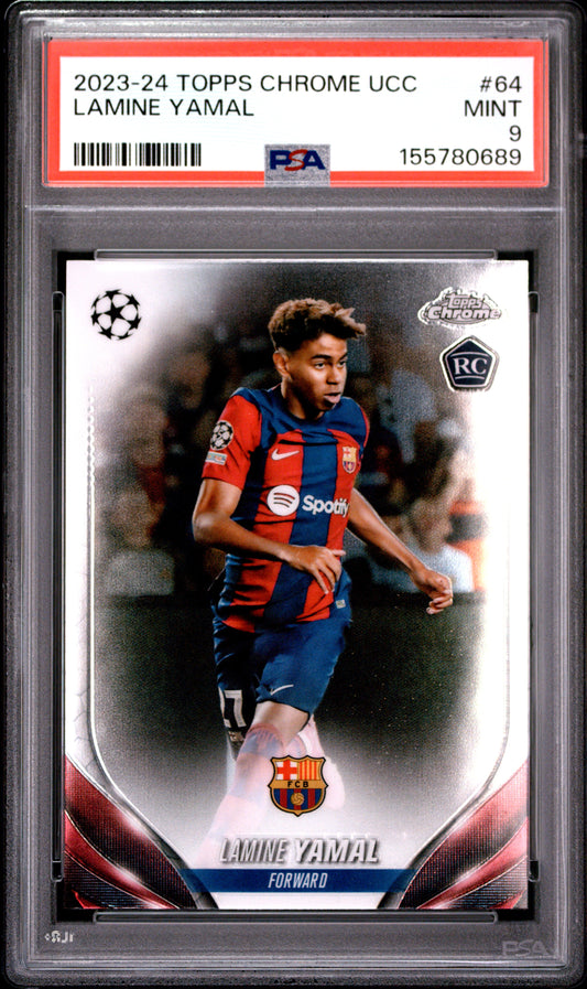 2023-24 Topps Chrome Uefa Club Competitions #64 Lamine Yamal PSA 9 (0689)