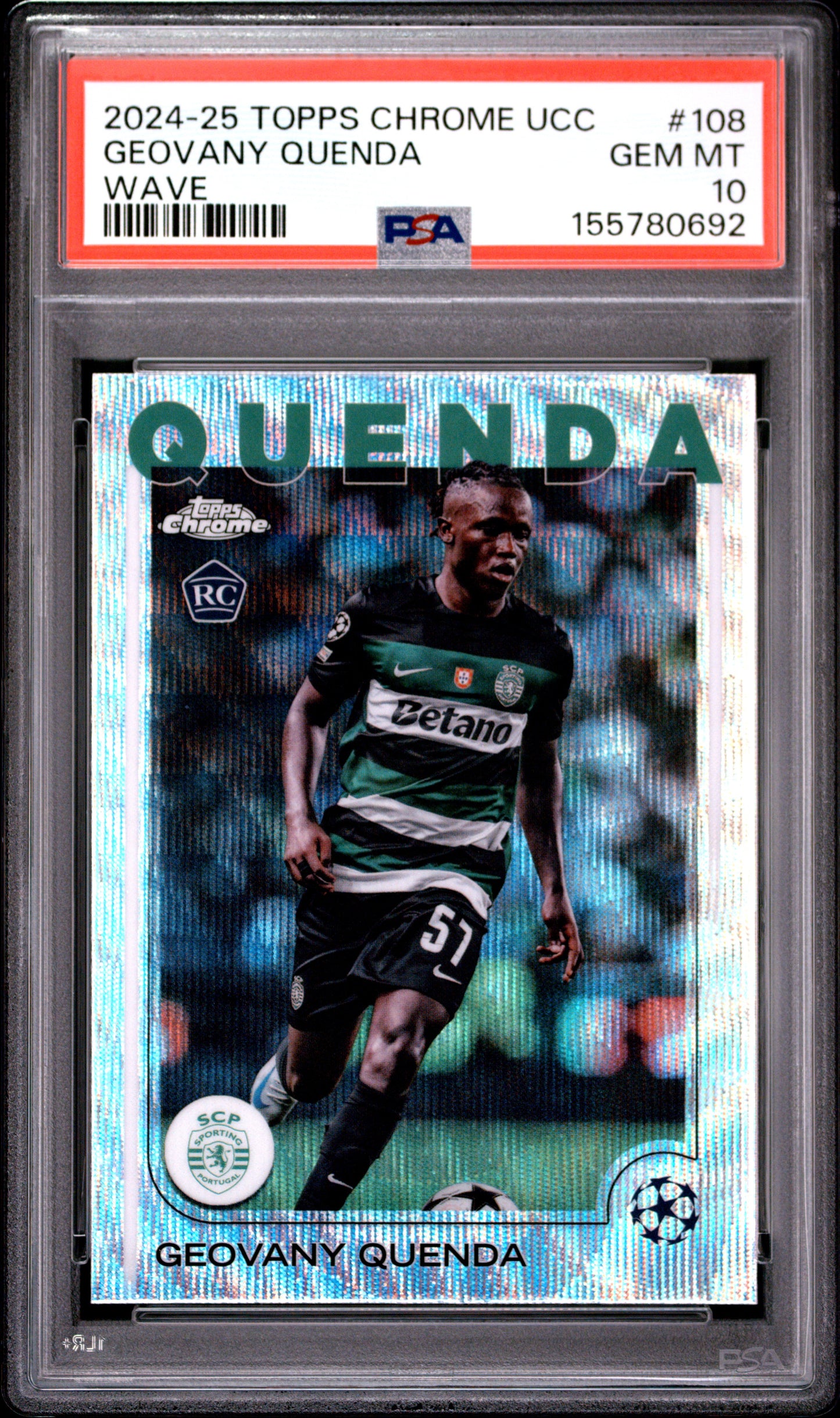 2024-25 Topps Chrome Uefa Club Competitions #108 Wave Geovany Quenda RC PSA 10