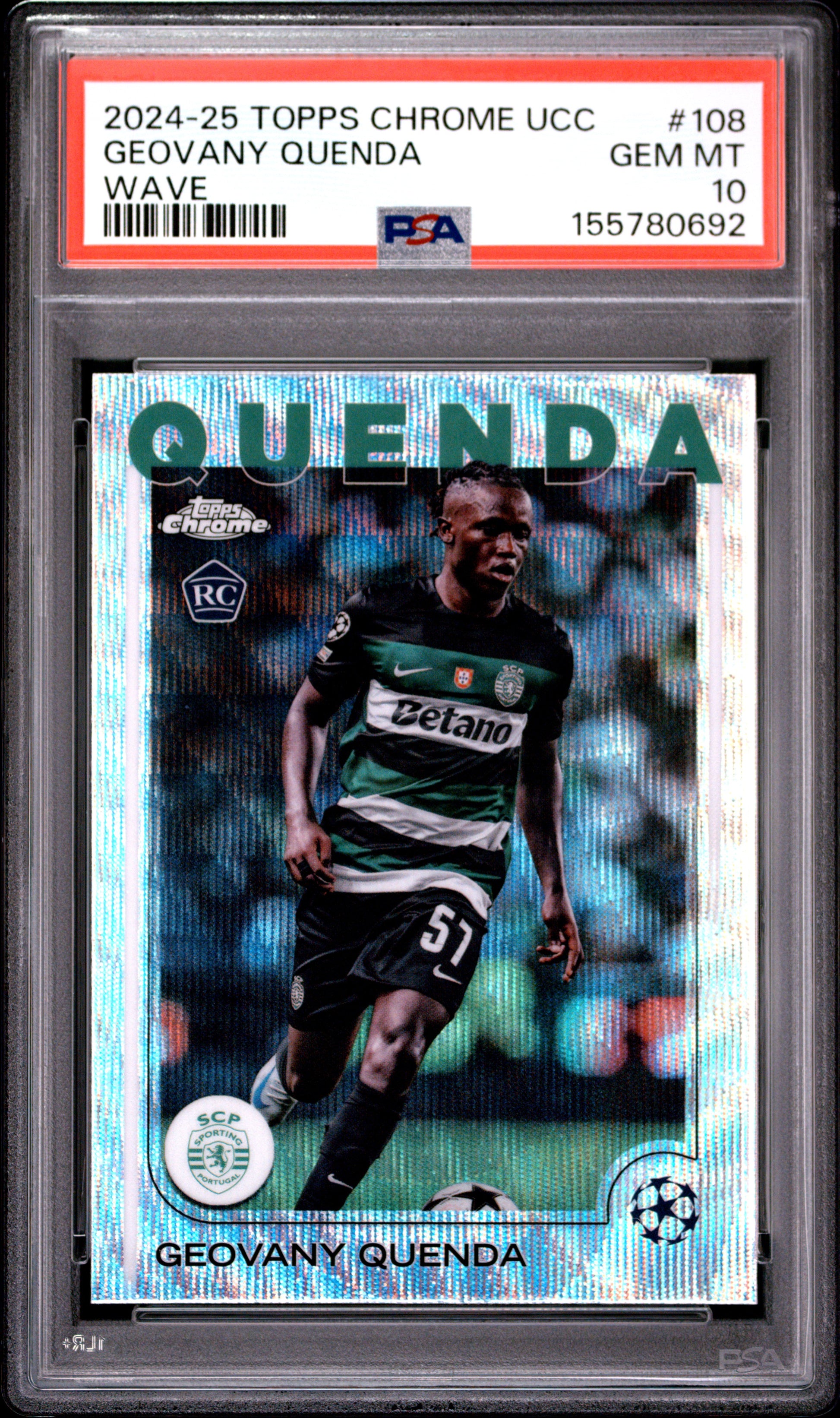 2024-25 Topps Chrome Uefa Club Competitions #108 Wave Geovany Quenda RC PSA 10