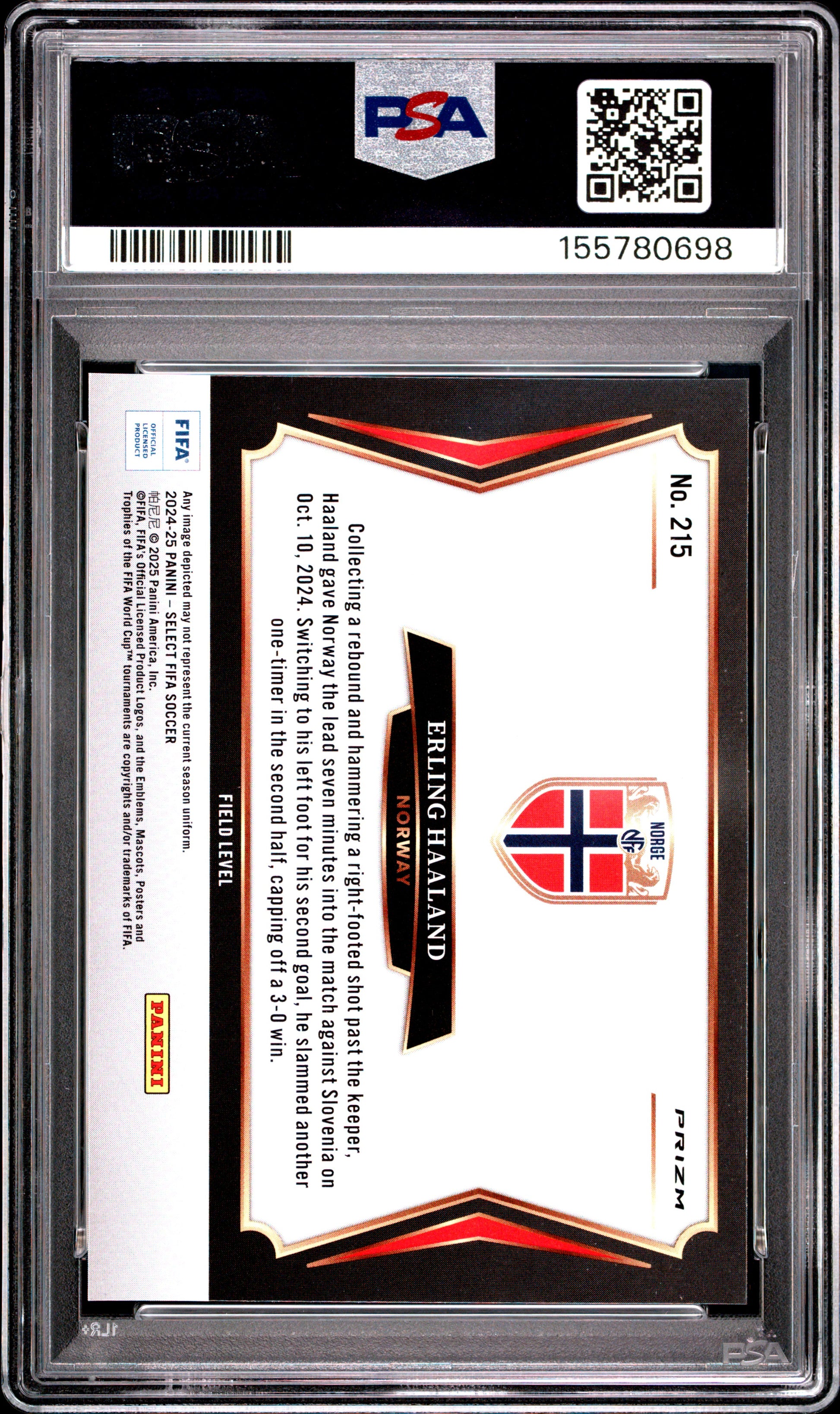 2024-25 Panini Select Fifa #215 Pandora Erling Haaland PSA 10
