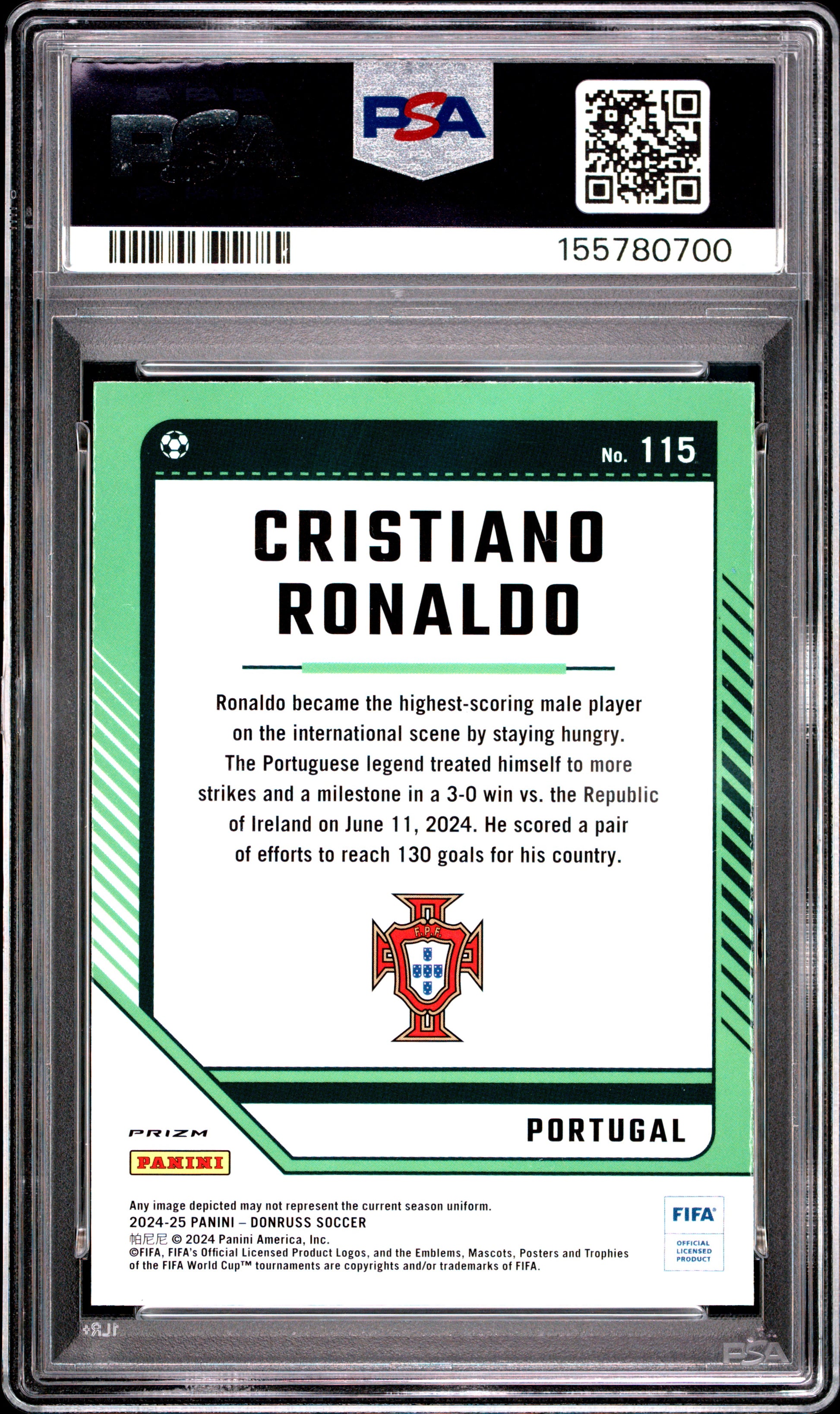 2024-25 Panini Donruss Fifa #115 Optic-Holo Cristiano Ronaldo PSA 9