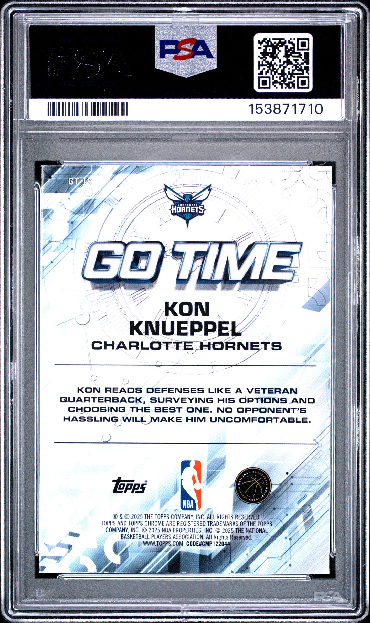 2025 Topps Chrome Go Time #GT-19 Kon Knueppel RC PSA 10
