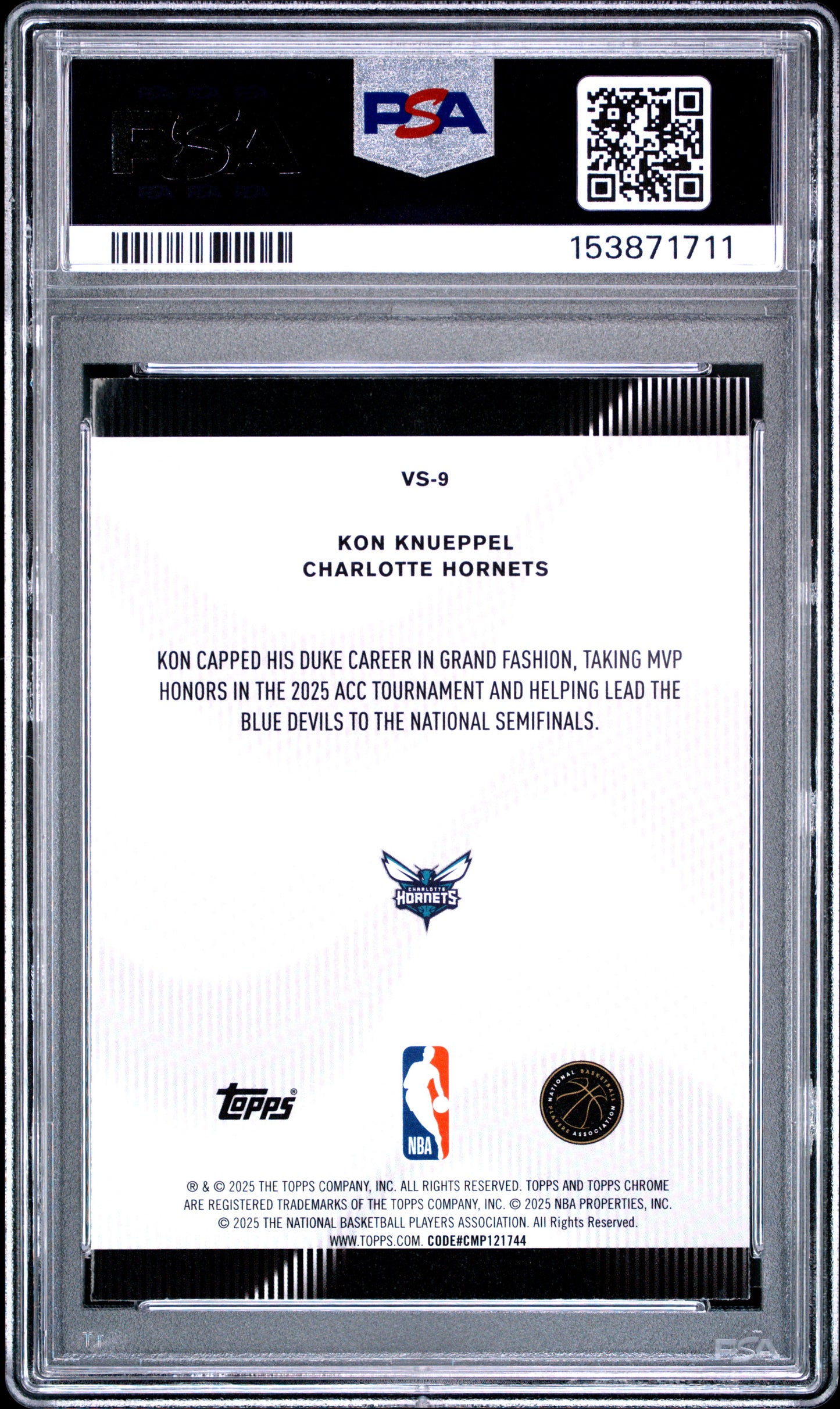 2025 Topps Chrome Voices #VS-9 Kon Knueppel RC PSA 10