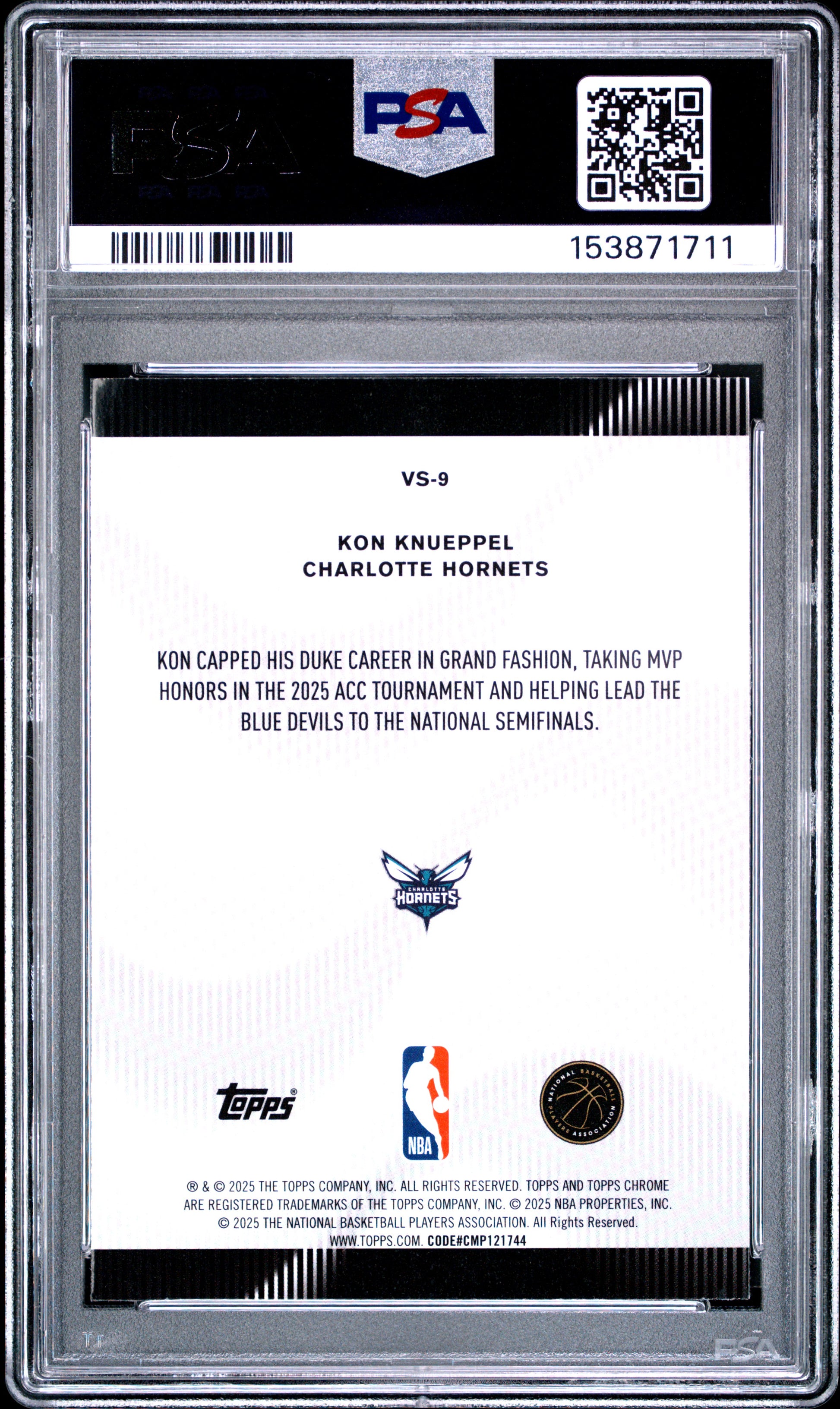 2025 Topps Chrome Voices #VS-9 Kon Knueppel RC PSA 10