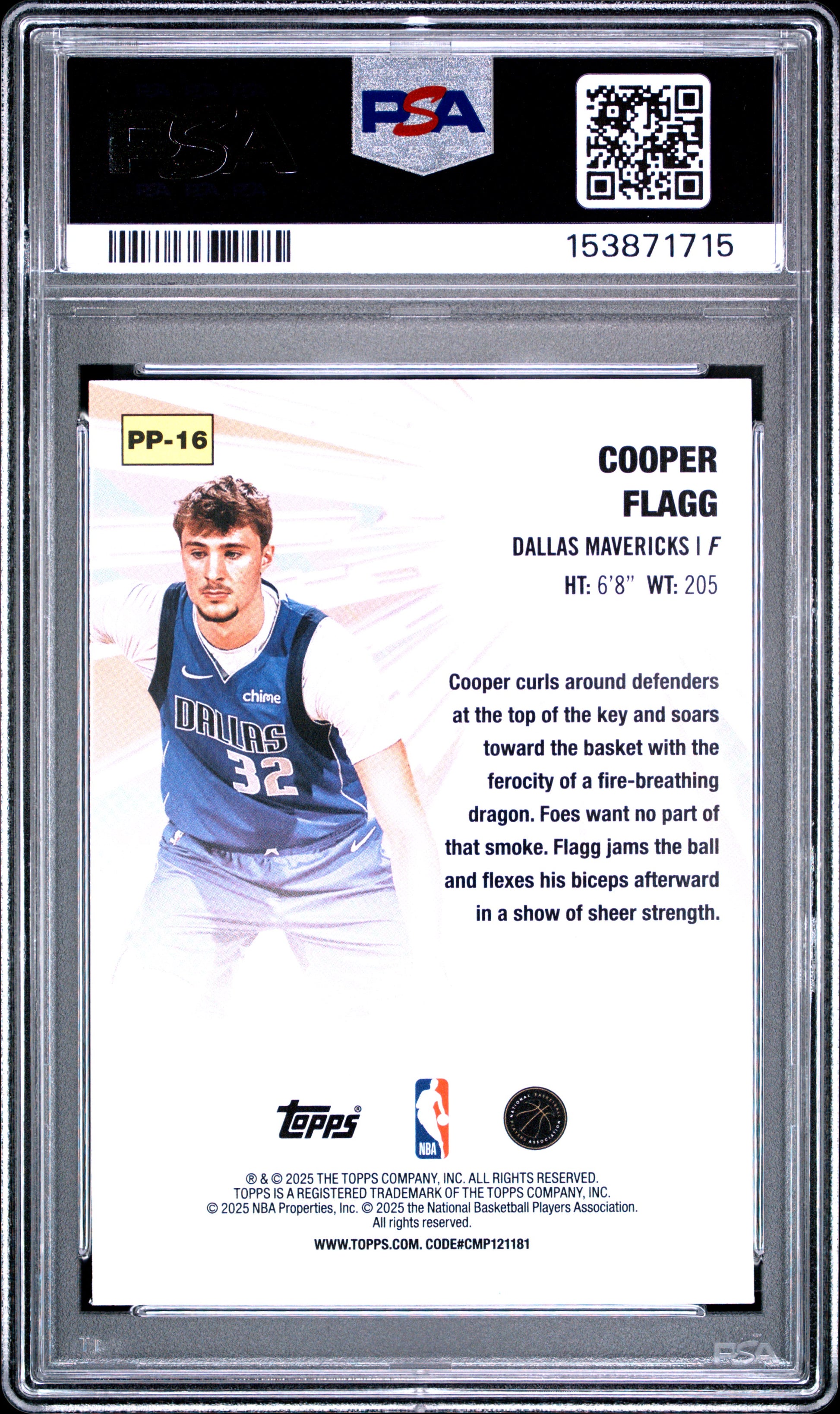 2025 Topps Power Players #PP-16 Cooper Flagg RC PSA 10 (1715)