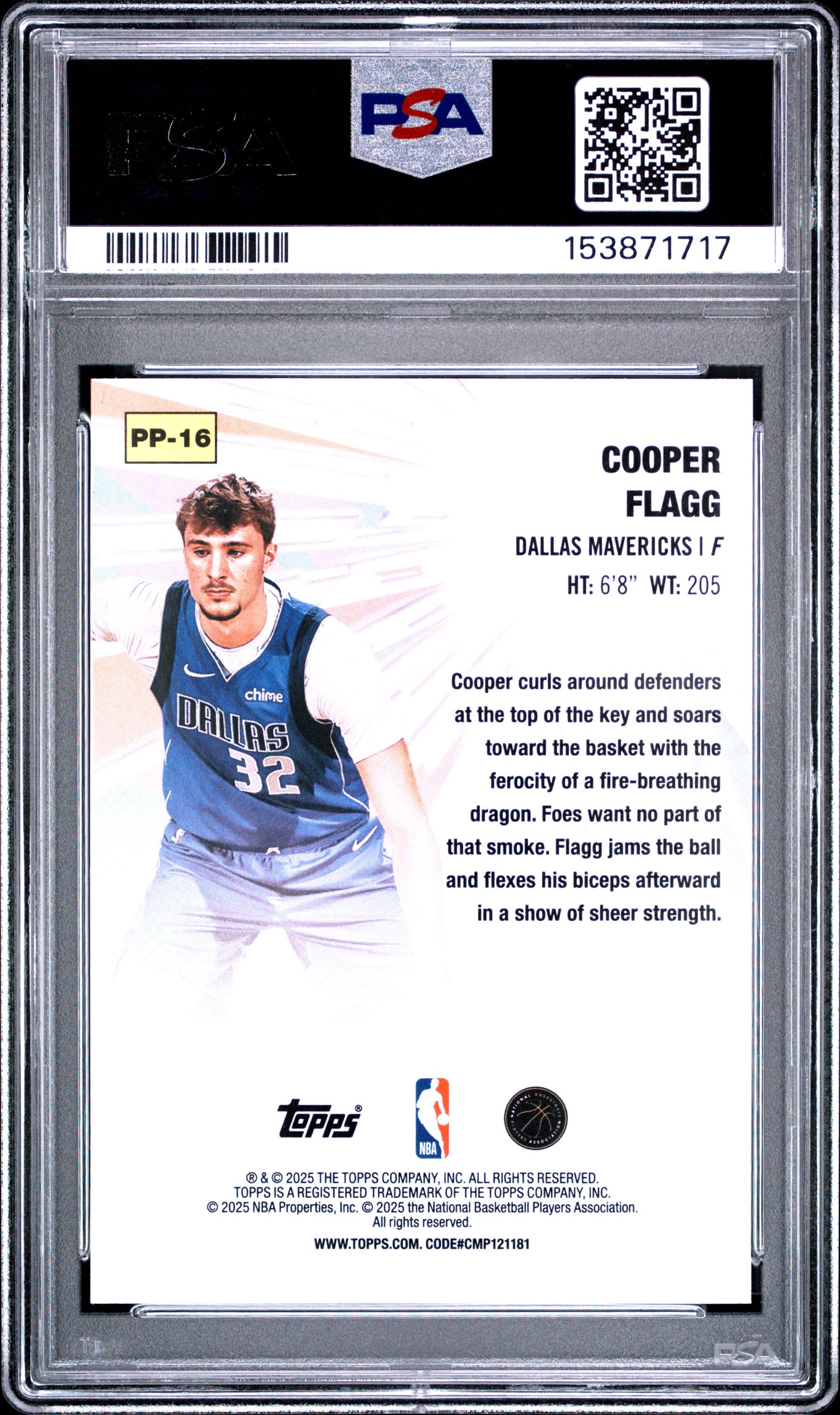 2025 Topps Power Players #PP-16 Cooper Flagg RC PSA 10 (1717)