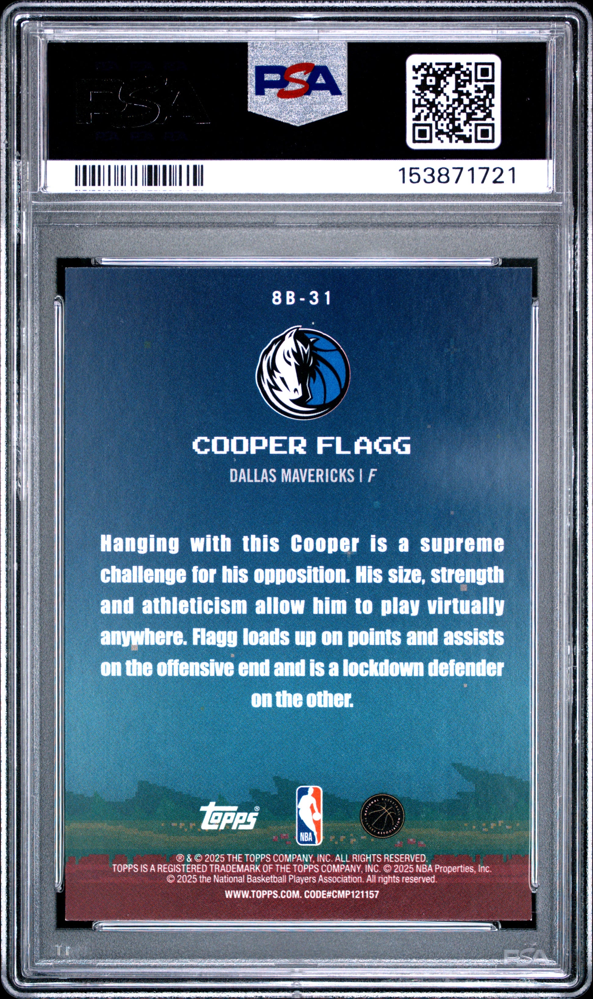 2025 Topps 8 Bit Ballers #8B-31 Cooper Flagg RC PSA 8