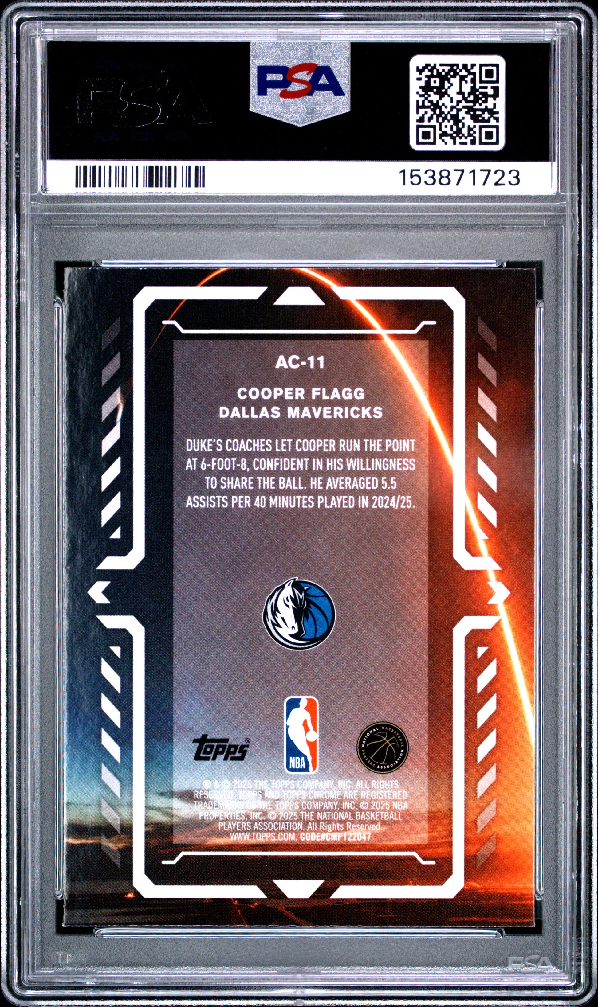 2025 Topps Chrome Activators #AC-11 Cooper Flagg RC PSA 10