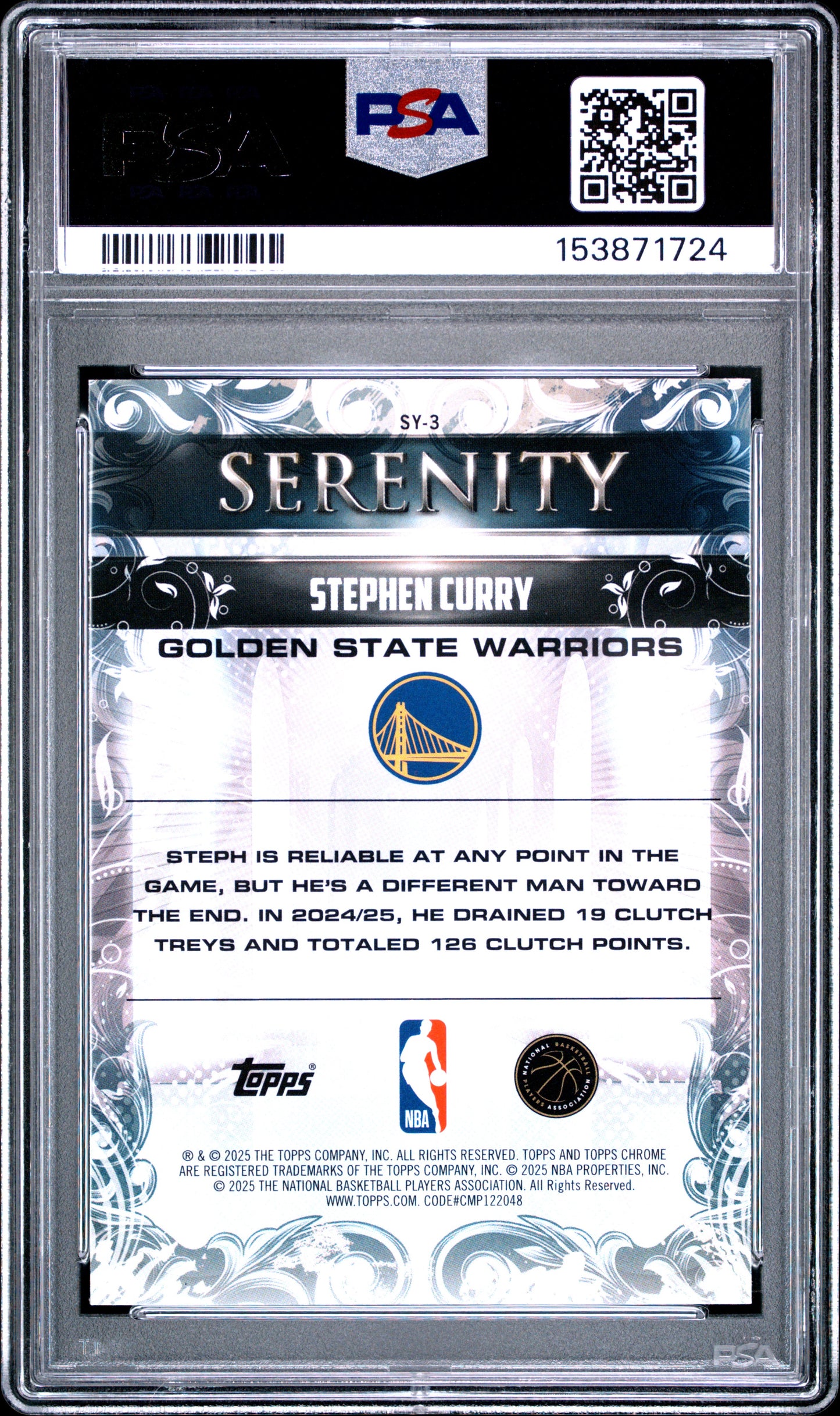 2025 Topps Chrome Serenity #SY-3 Raywave Stephen Curry PSA 10