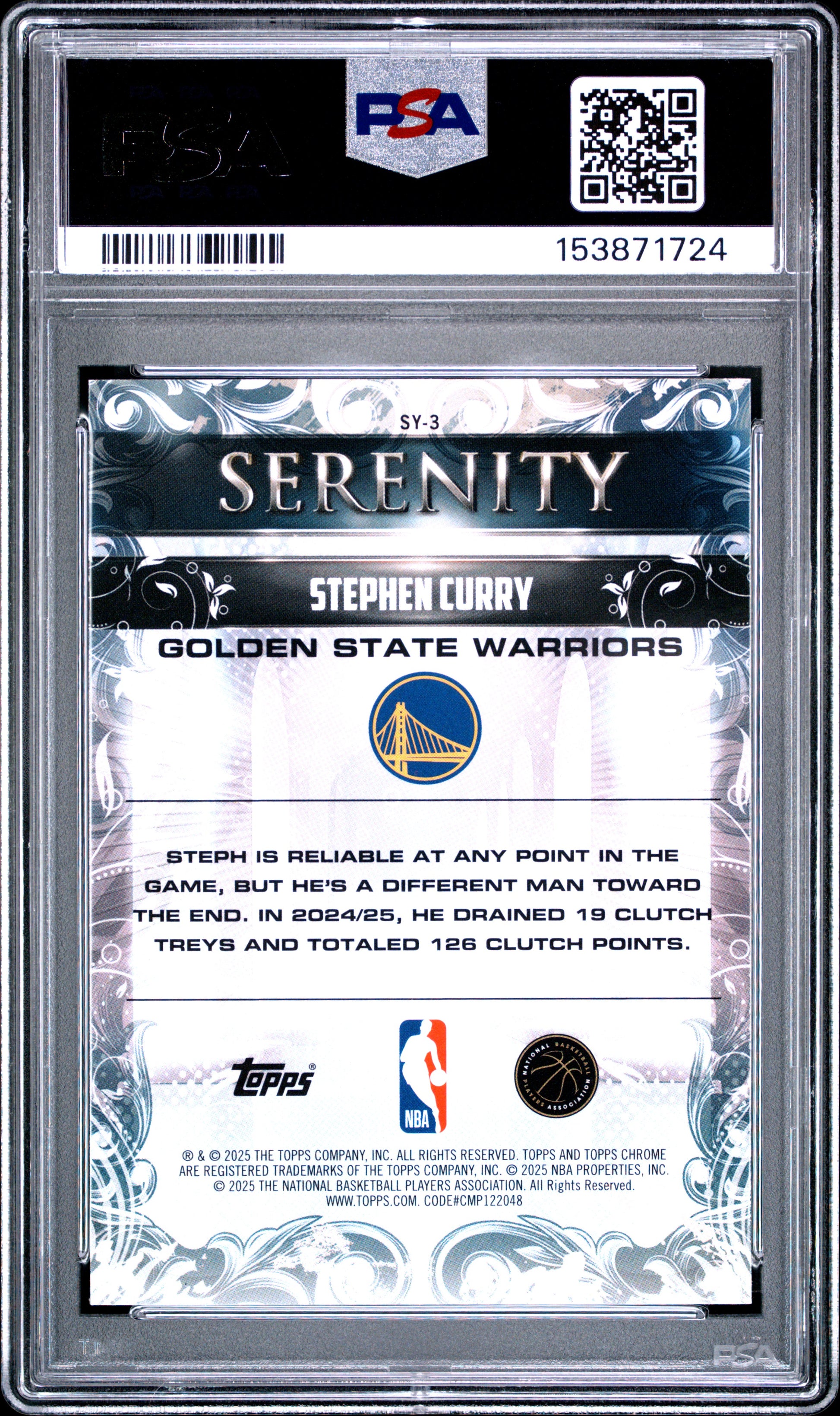 2025 Topps Chrome Serenity #SY-3 Raywave Stephen Curry PSA 10