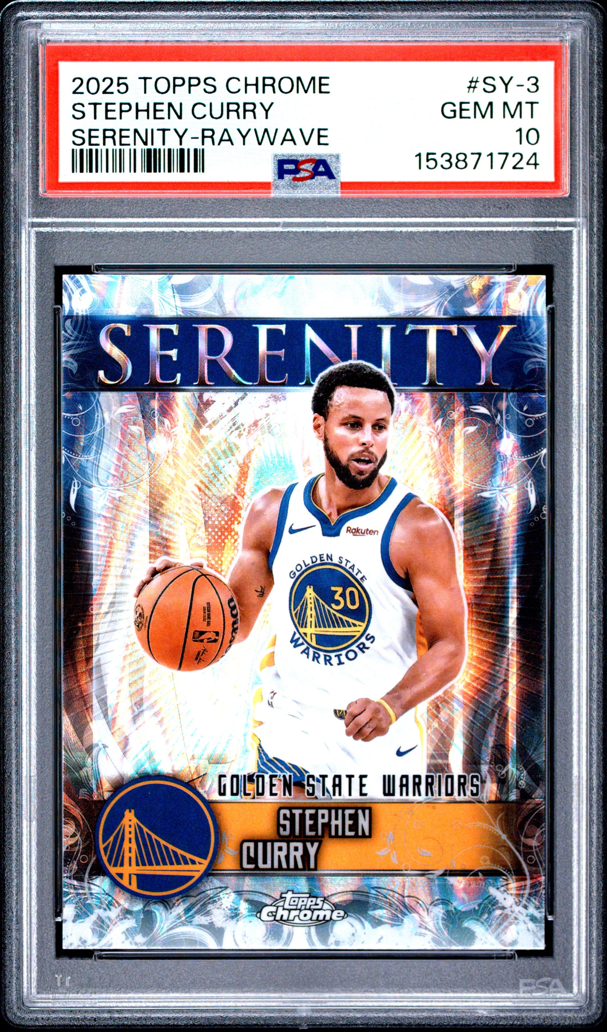 2025 Topps Chrome Serenity #SY-3 Raywave Stephen Curry PSA 10