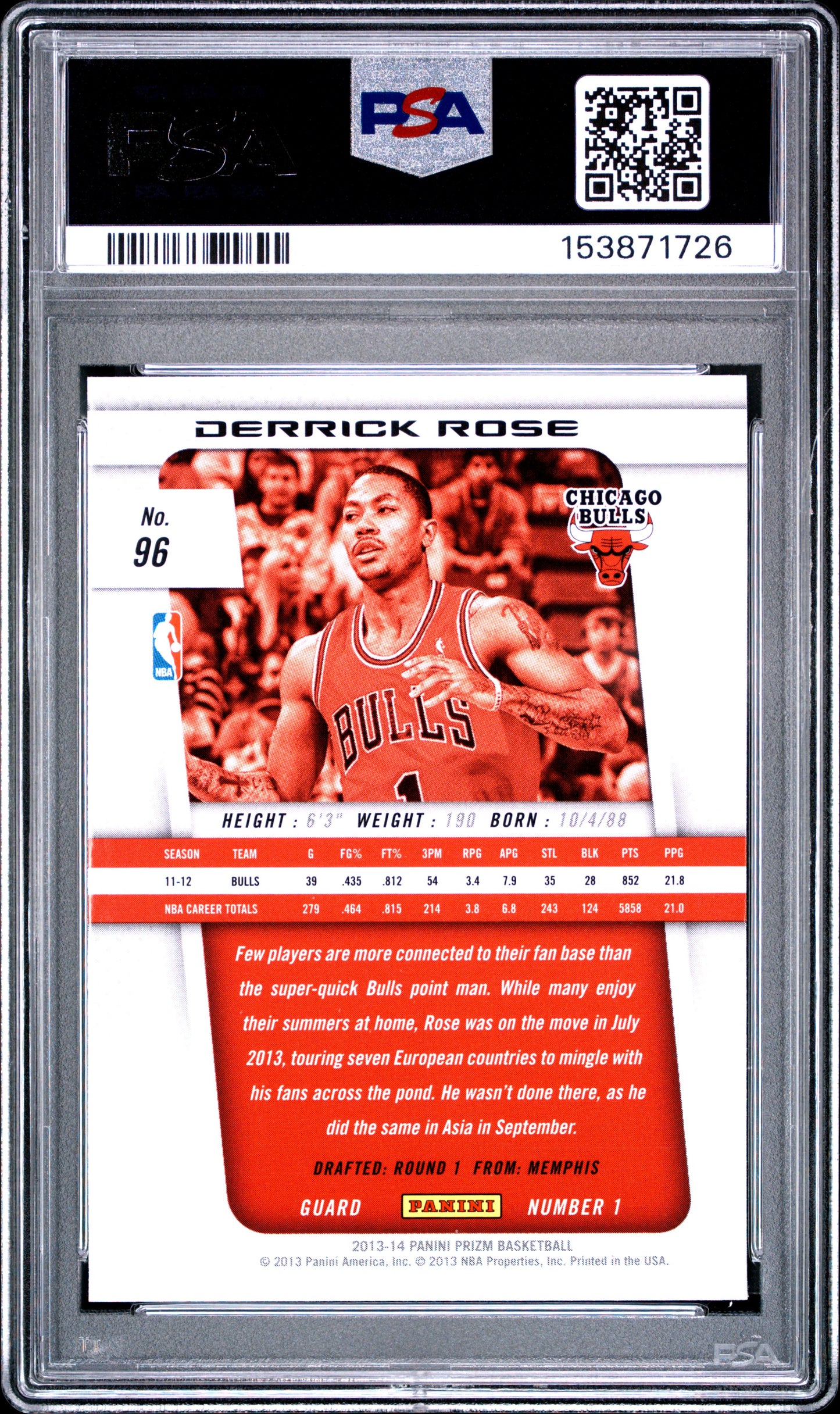 2013 Panini Prizm #96 Derrick Rose PSA 10