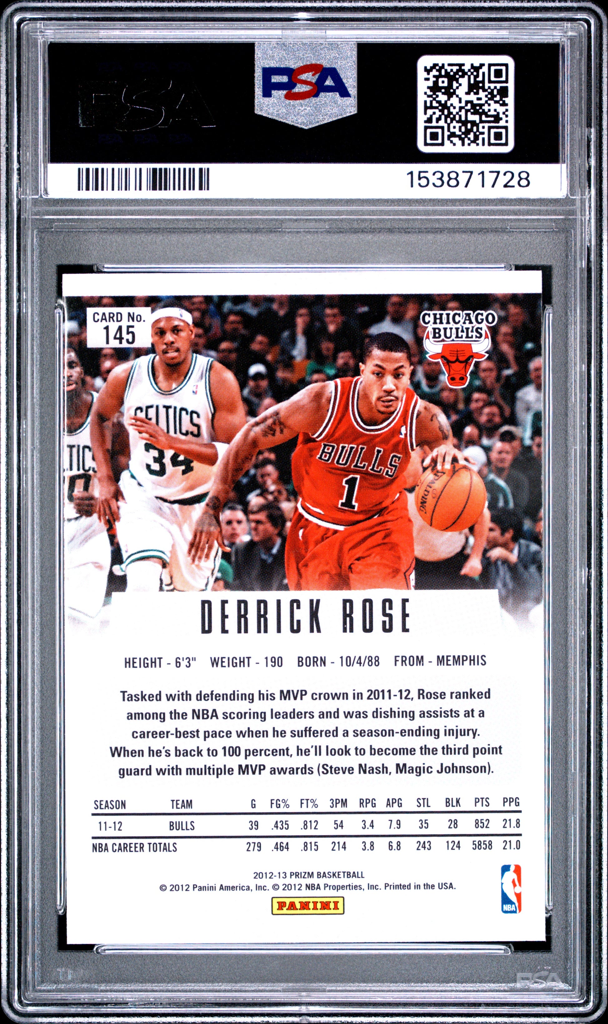 2012 Panini Prizm #145 Derrick Rose PSA 10