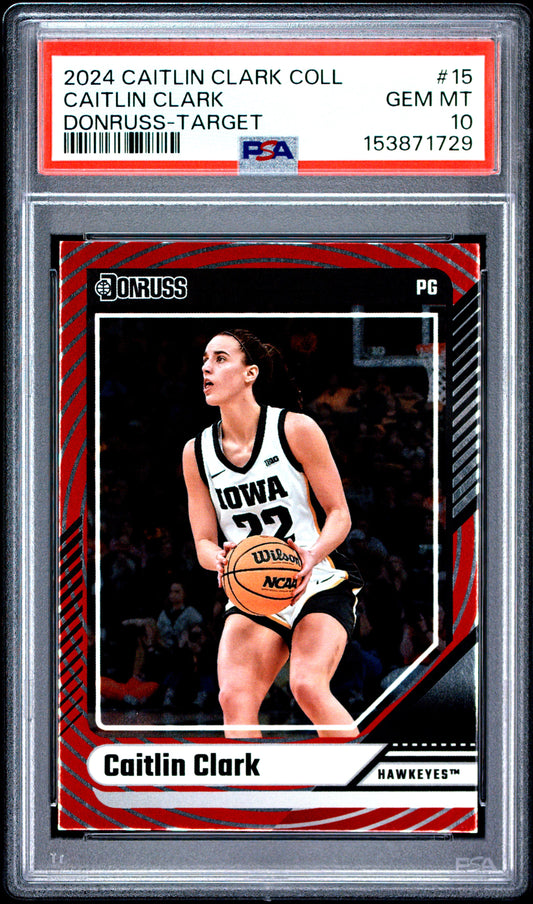 2024 Panini Caitlin Clark Collection Donruss #15 Target Caitlin Clark PSA 10
