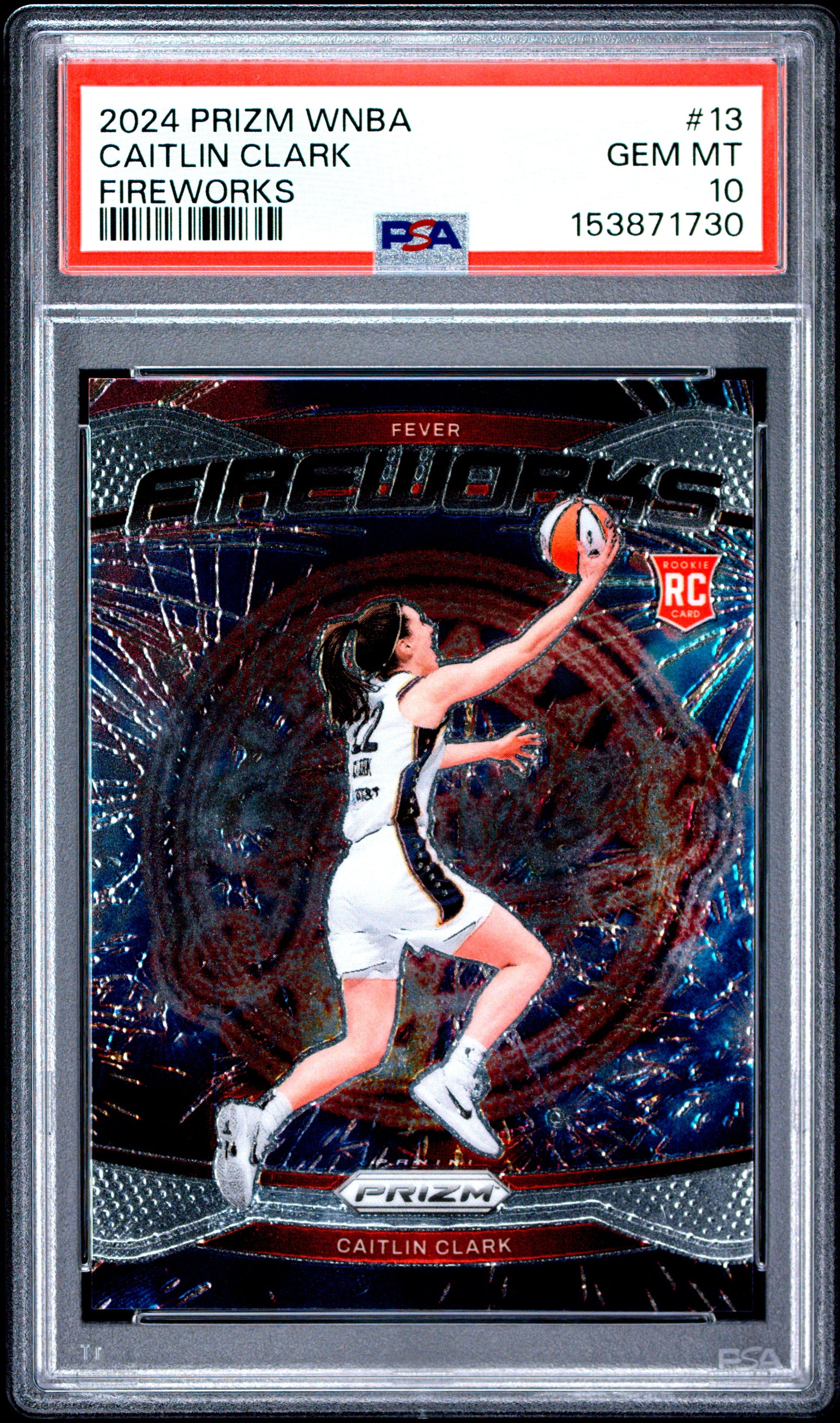 2024 Panini Prizm Wnba Fireworks #13 Caitlin Clark RC PSA 10