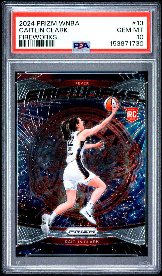 2024 Panini Prizm Wnba Fireworks #13 Caitlin Clark RC PSA 10