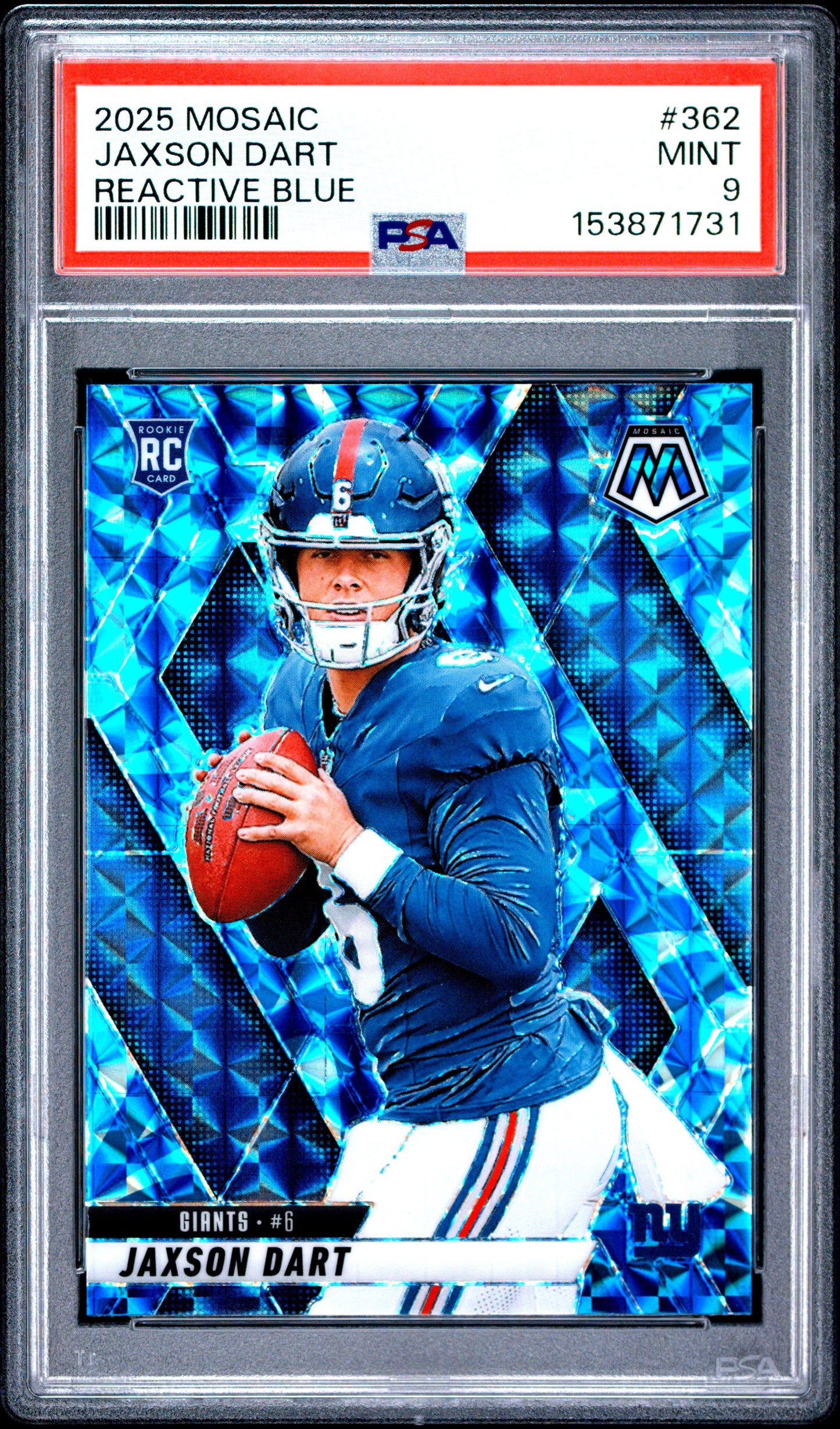 2025 Panini Mosaic #362 Reactive Blue Jaxson Dart RC PSA 9