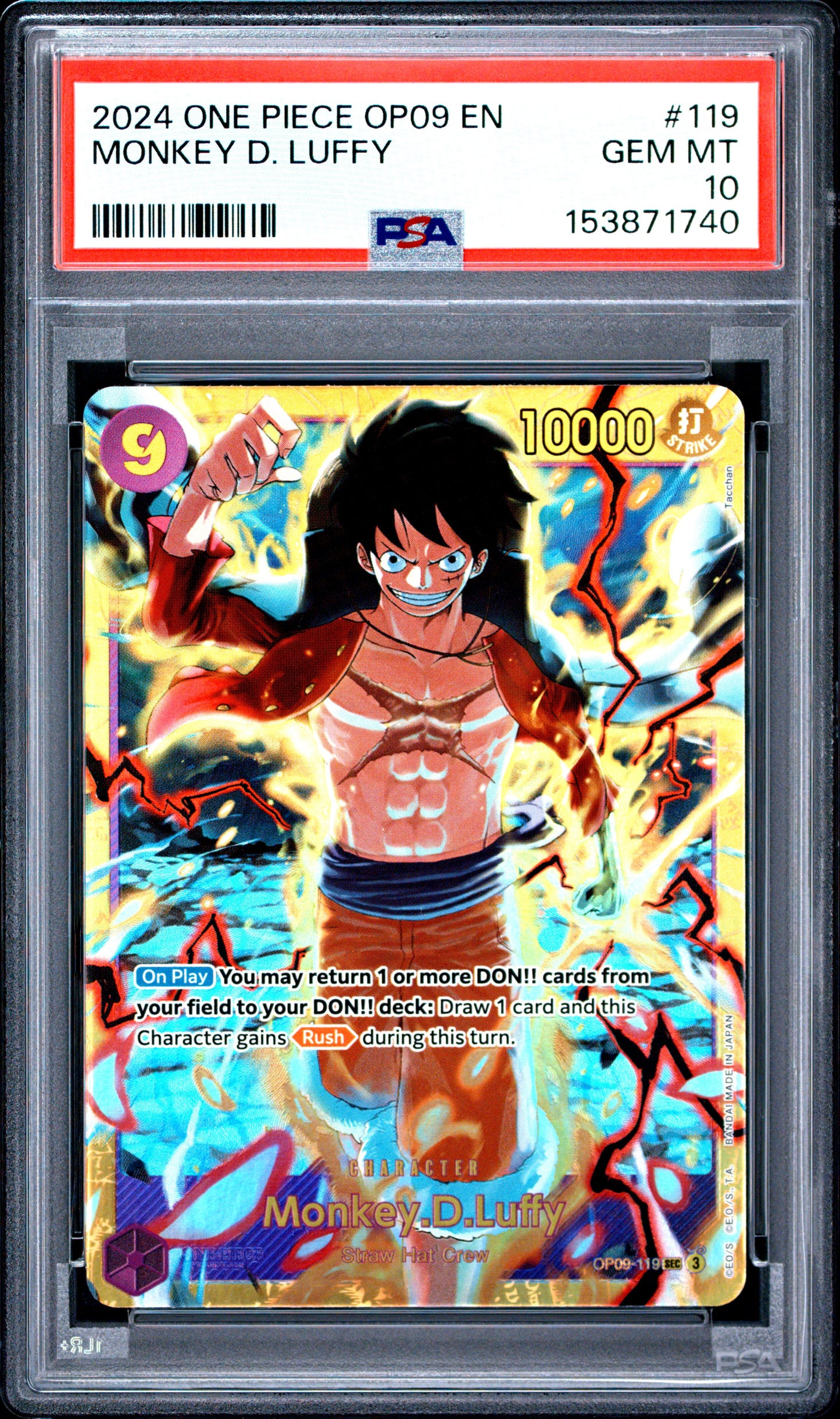 2024 One Piece Op09-Emperors In The New World #119 Monkey D. Luffy PSA 10